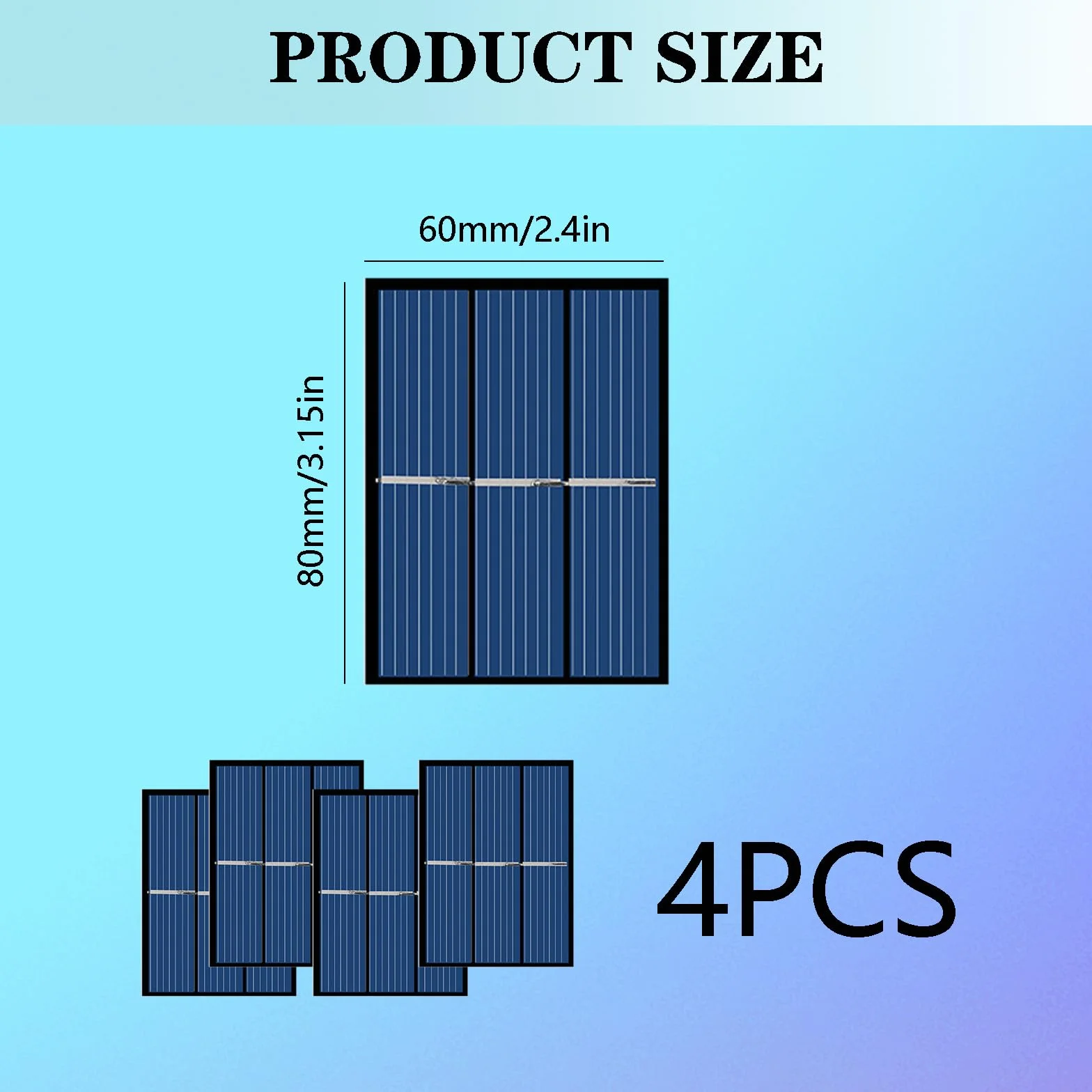 AK6080 moduł solarny 4 sztuki, zestaw z czerwono-czarnym kablem do elektrowni balkonowej, ogrodu, kampera, ładowania akumulatora 12 V, fotowoltaiczne, ogniwo słoneczne, panel słoneczny, mały, zestaw