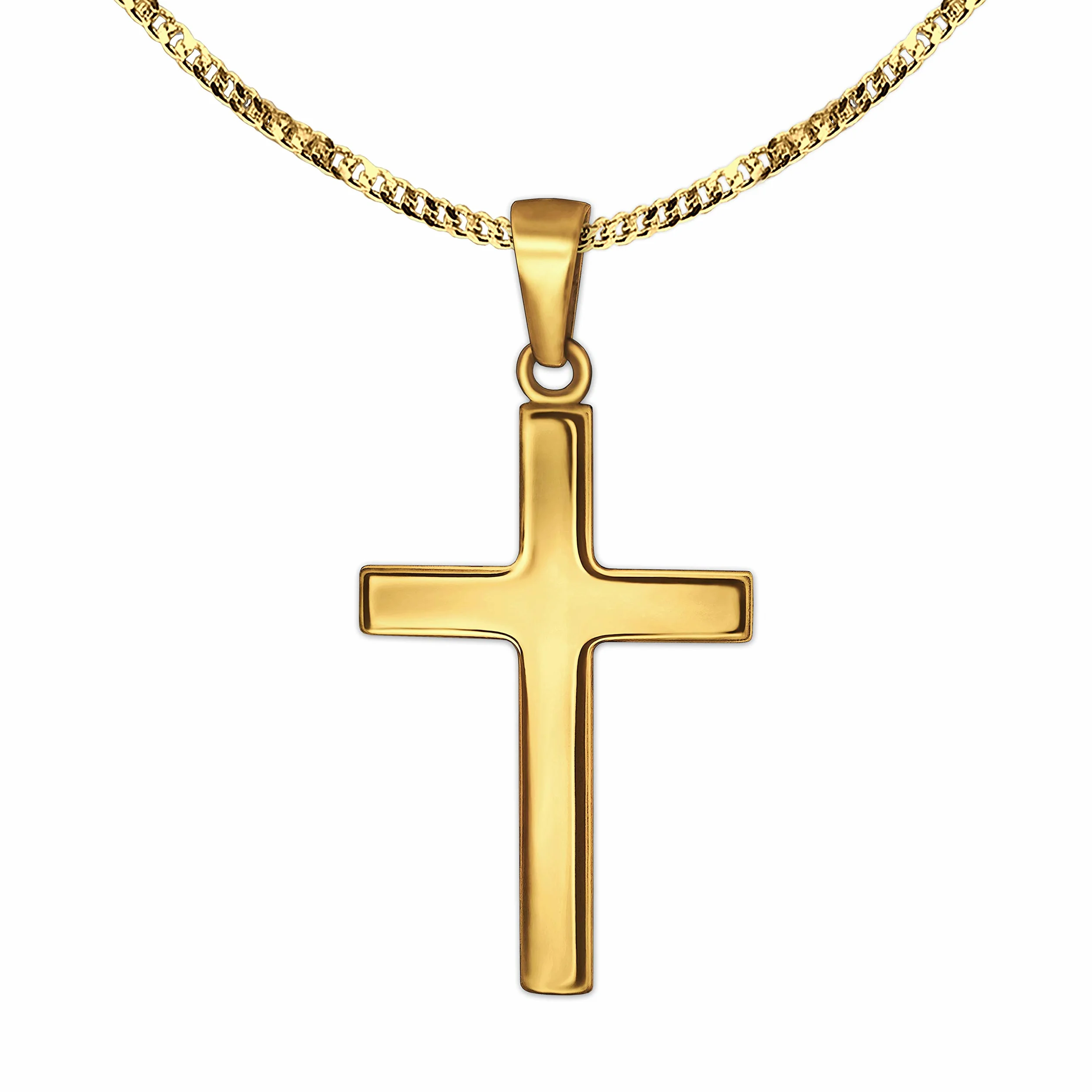 CLEVER SCHMUCK Złoty łańcuszek dla dzieci, mały krzyżyk, 15 mm, prosty, błyszczący, delikatny łańcuszek pancerka 40 cm, oba złoto próby 333, 8 karatów, w etui na biżuterię