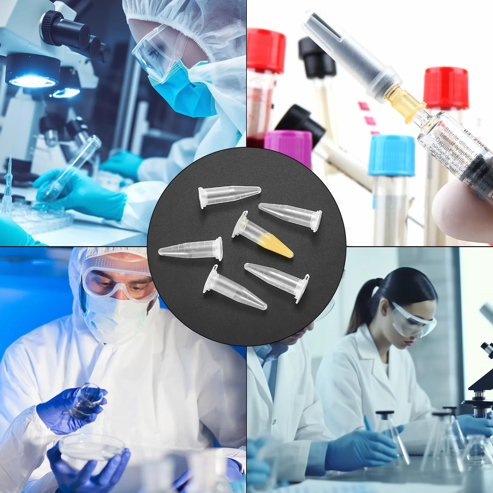 Probówki reakcyjne 1,5ml przezroczyste plastikowe stożkowe 210 szt do laboratoriów