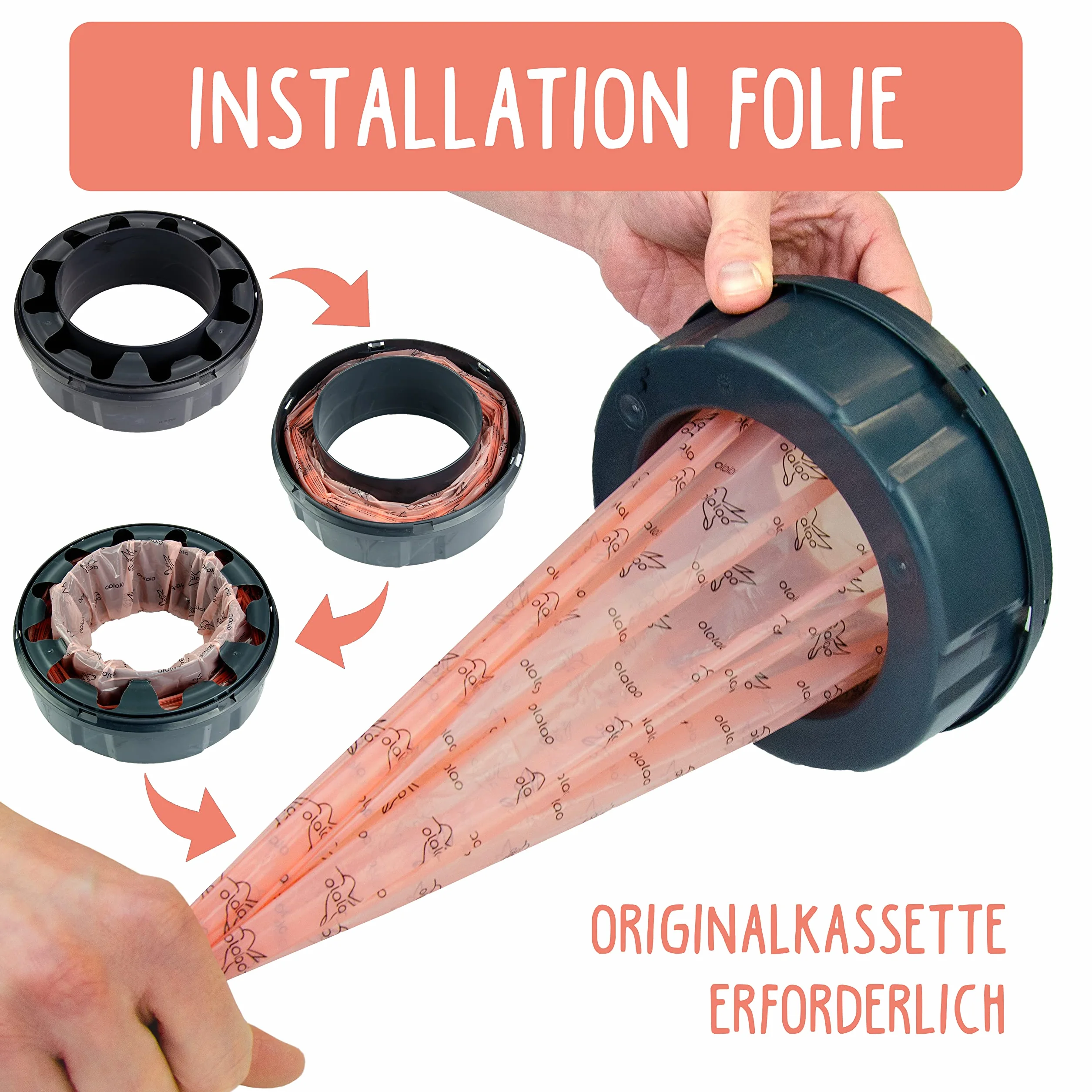 Folia uzupełniająca do wiaderek na pieluchy, 16 sztuk – kompatybilna z kasetami uzupełniającymi firmy Tommee Tippee Twist & Click i innymi (16 sztuk)