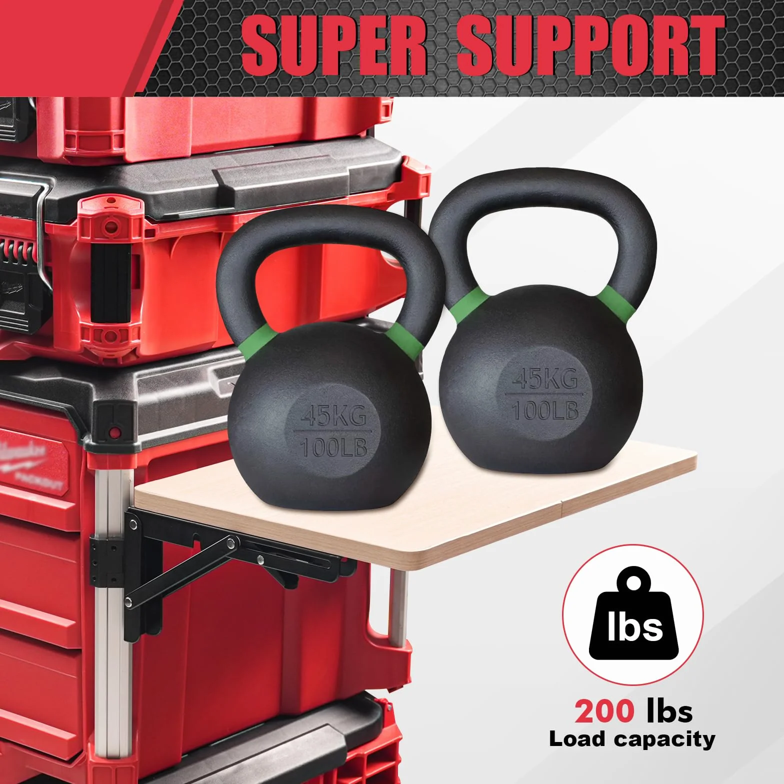 Stabilny składany stół roboczy kompatybilny z walizką na narzędzia Milwaukee Packout, półka boczna do systemu Packout