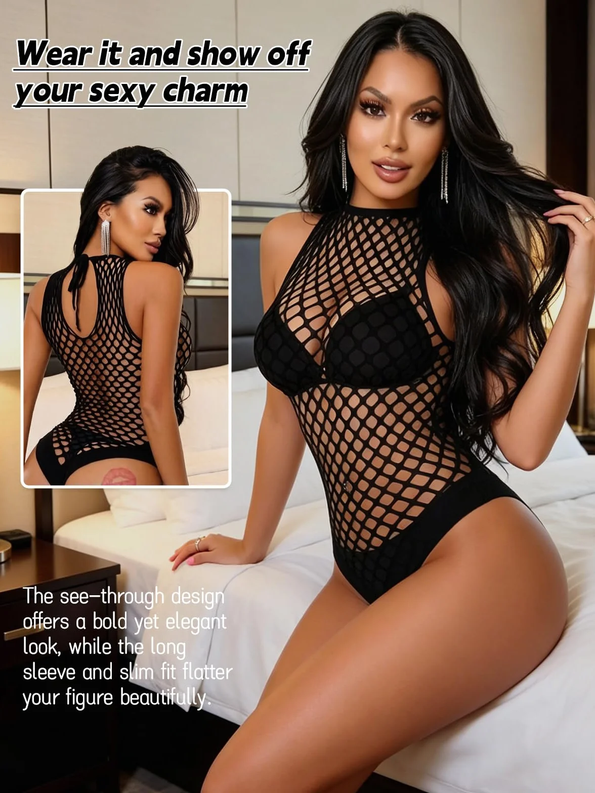 Buitifo Sexy Body Mesh Teddy Babydoll Nocne Ubrania