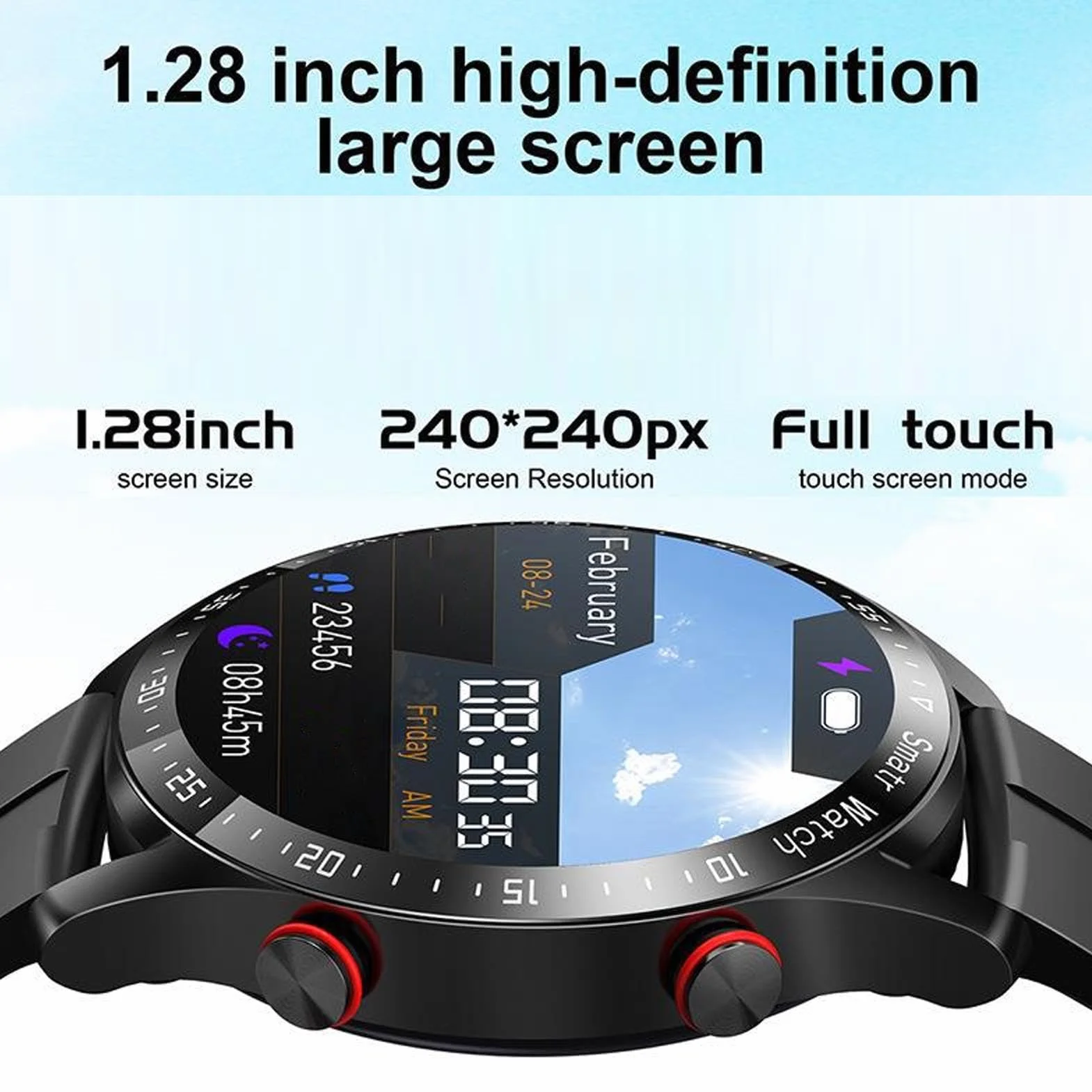ASHATA Inteligentny Zegarek, Business Watch Professional Watch z 1.5 Cali Pełny Ekran Dotykowy 4 Twarze Zegarków BT Call Powiadomienia Fitness Tracker dla Mężczyzn Kobiety