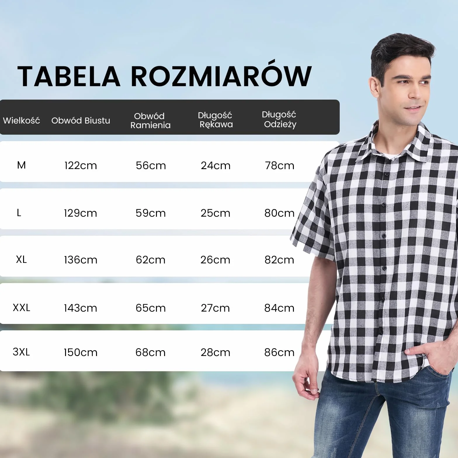 Koszula w Kratę Męska Casual Luźna Klasyczna Kratowana Lekka Oddychająca Koszula z Krótkim Rękawem dla Mężczyzn