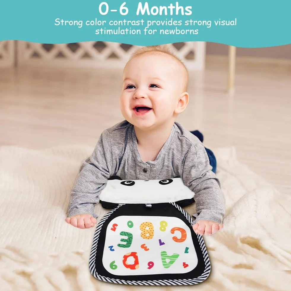Aolso Animal Tummy Time, bezpieczna i zabawna zabawa w brzuch w dół, interaktywna poduszka dla niemowląt, grafika poznawcza, wzmacnia mięśnie, 0-6 miesięcy (Gigantyczna Panda)