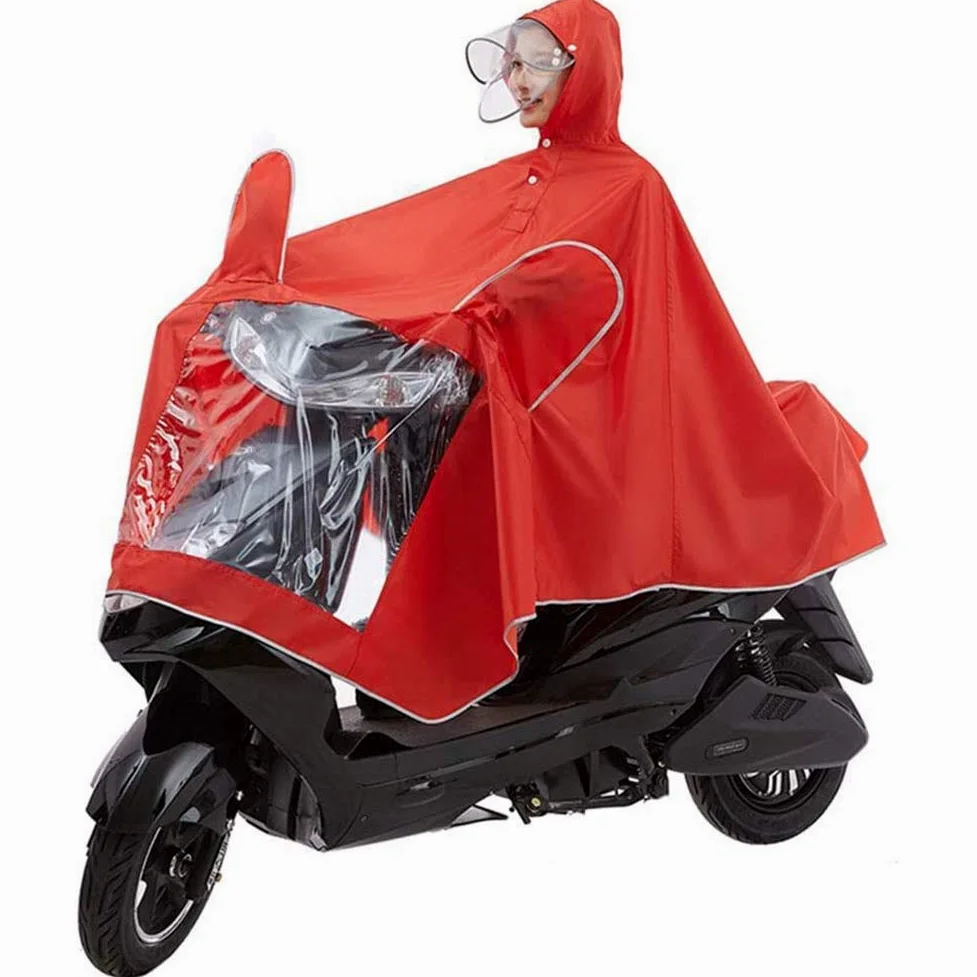Motocykl Wodoodporne Wydłużone Poncho, Peleryna Przeciwdeszczowa Elektryczna Hulajnoga Motocykduża Peleryna Przeciwdeszczowa/Red1/4Xl