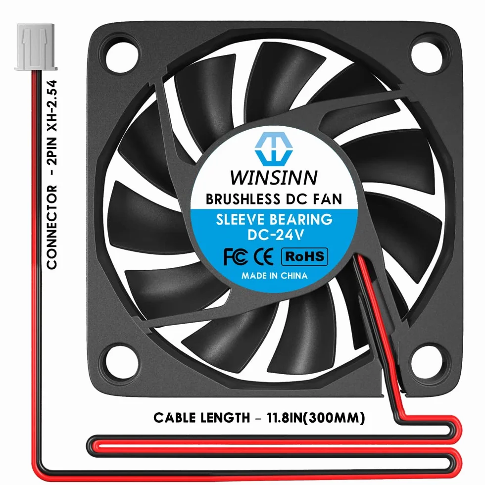 WINSINN Wentylator 60 mm 24 V bezszczotkowy 6010 60 x 10 mm - wysoka prędkość (opakowanie 4 szt.)