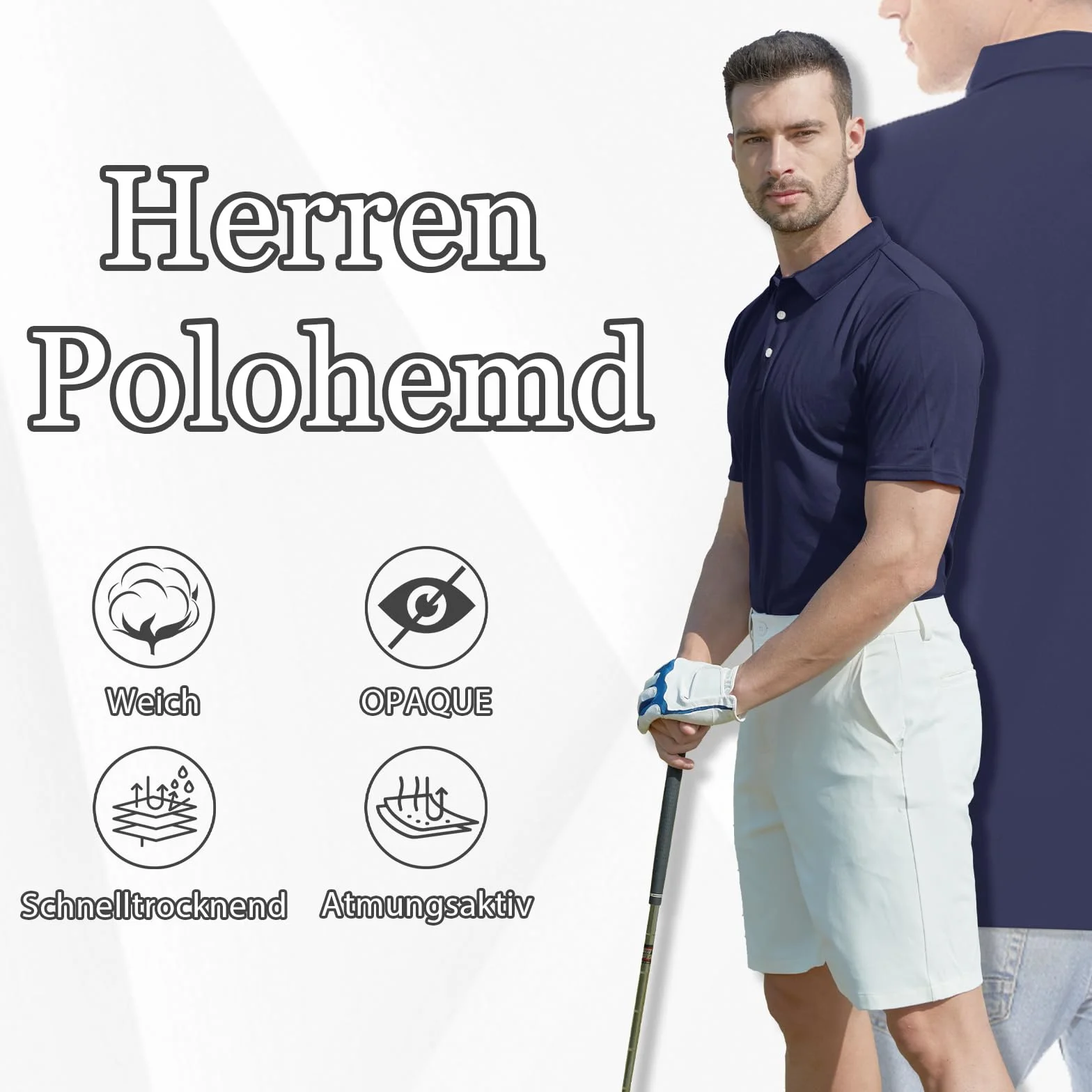 Męskie Koszulki Polo Szybkoschnące z Krótkim Rękawem Poliester Golf T-shirt Turystyczny