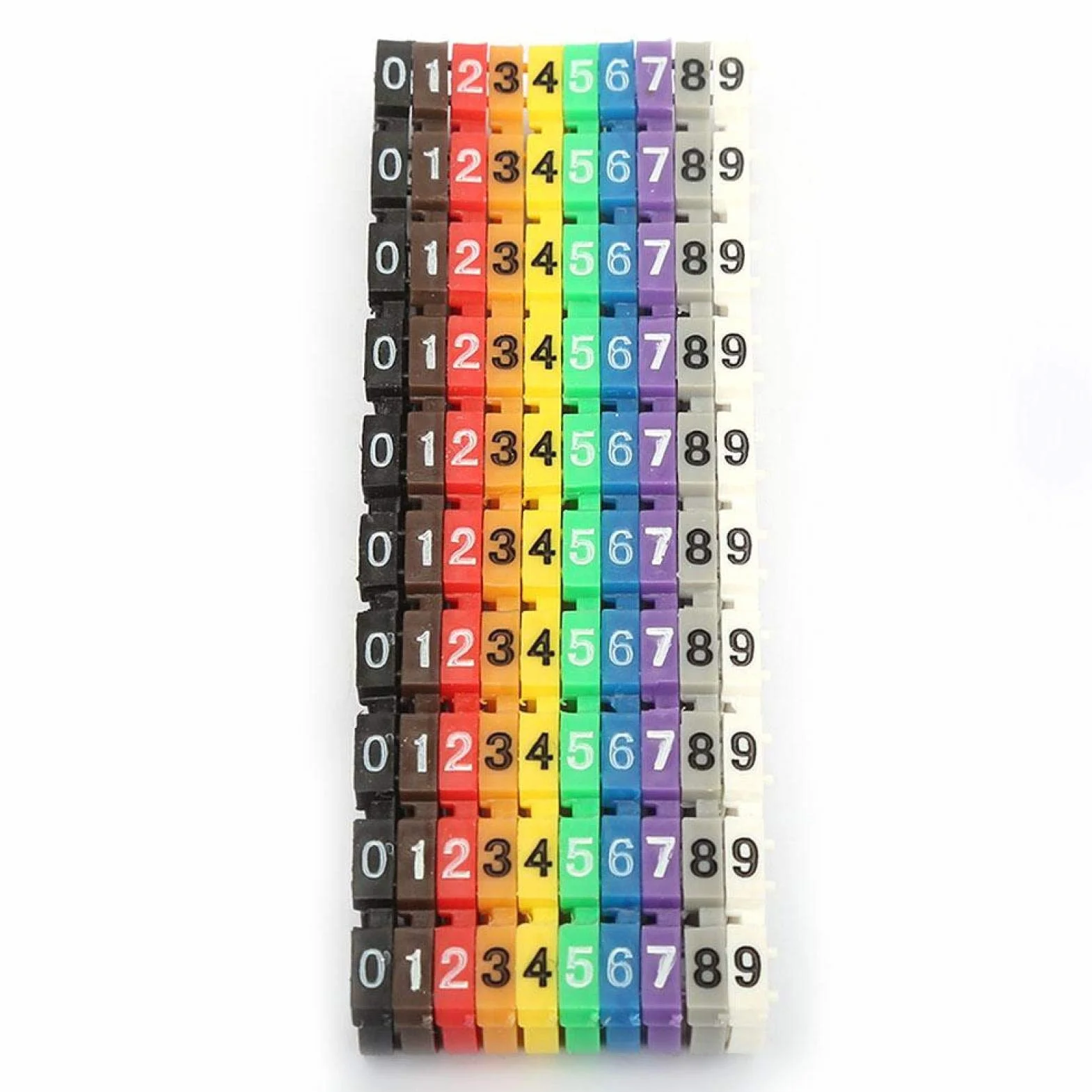 Numer przewodu, Cyfrowa rurka numerowa, Rurka etykiety numeru przewodu, Zestaw znaczników kabli do znaczników kabli (100 szt. KCM-6MM)