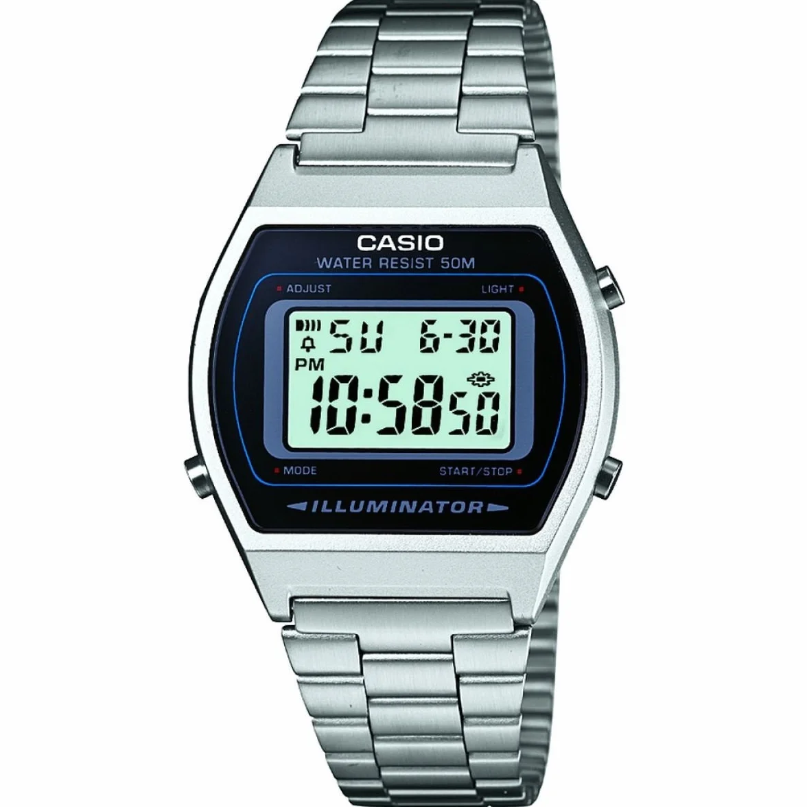 Casio Retro Unisex cyfrowy zegarek B640WB z bransoletką ze stali nierdzewnej