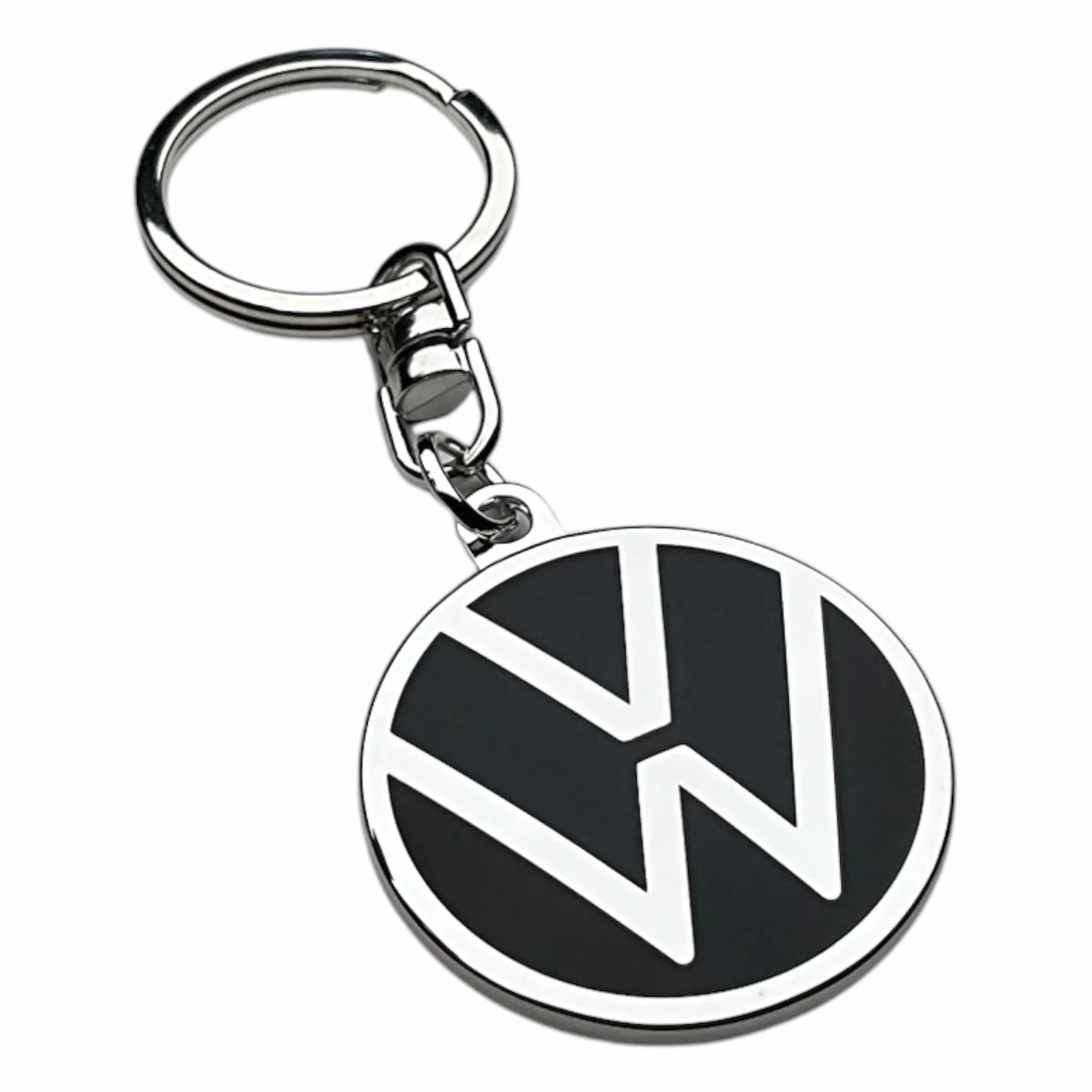 Volkswagen 000087010BQ breloczek do kluczy z nowym logo VW, czarny, średnica 37 mm