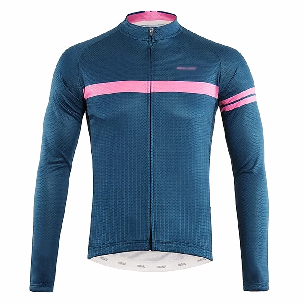 Męska odzież kolarska Jazda na rowerze Męska Letnia rower górski z długim rękawem Top Oddychający Quick-Dry Road Bike Sportswear z tylnymi kieszeniami Męskie koszulki kolarskie(F,XL)