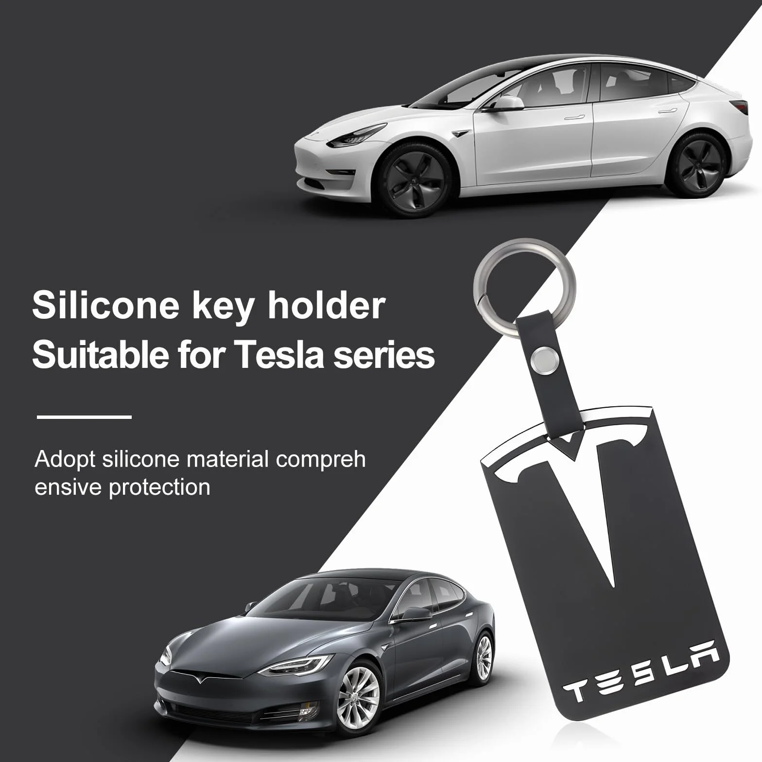 Aicharynic 2 sztuki uchwytów na karty do Tesla Model 3, model Y, silikonowy breloczek do kluczy, uchwyt na karty, akcesoria Tesla, kolor czarny, Tesla, uchwyt na karty, czarny, /