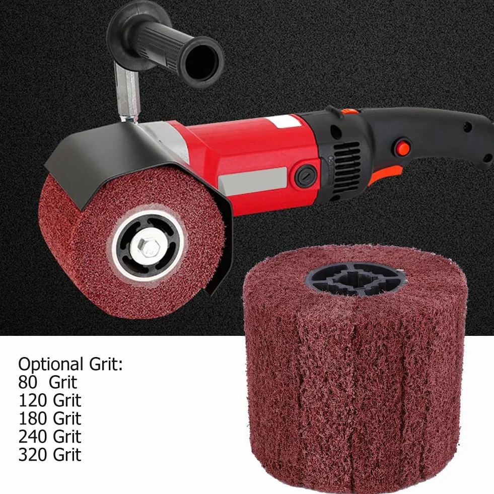 120x100x19mm Ścierne koło do ciągnienia, do ciągnienia drutu Szczotka bębnowa Polerowanie krzyżowe Gumowe rdzeń Polerowanie Koło buforowe do czyszczenia i usuwania zgorzeliny(180 grit)