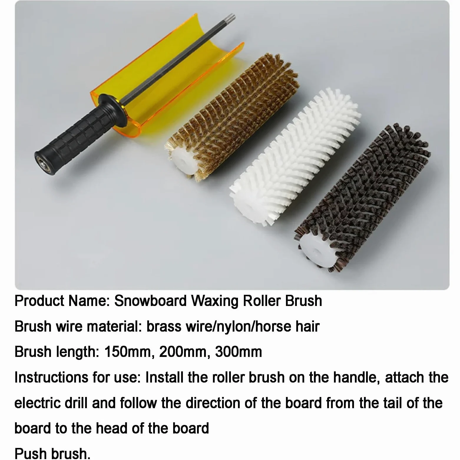Roto Brush zestaw szczotek do nart, narzędzie do woskowania desek snowboardowych, 3 profesjonalne szczotki (mosiądz, włosie końskie, nylon) z ochroną wału, do usuwania depilacji i czyszczenia podeszwy