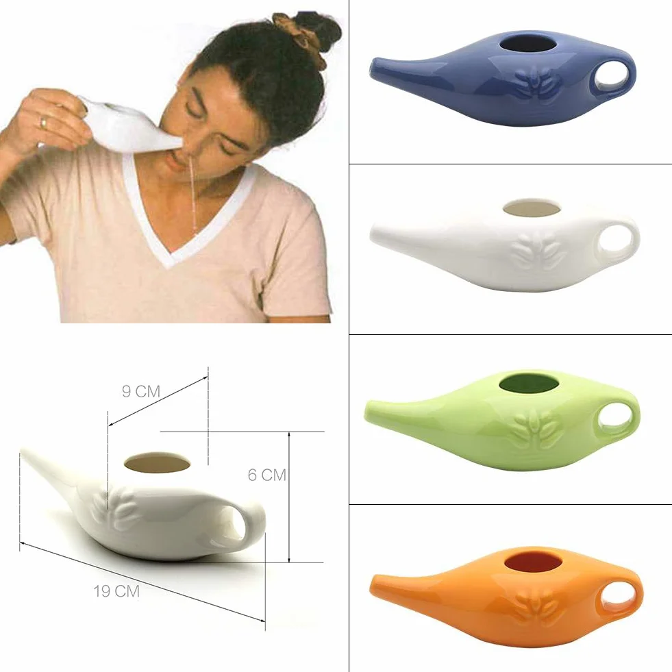 Keramik Neti Pot Yoga profesjonalna płukanka do nosa garnek do płukania nosa, wygodny wylot do spłukiwania nosa, 250 ml