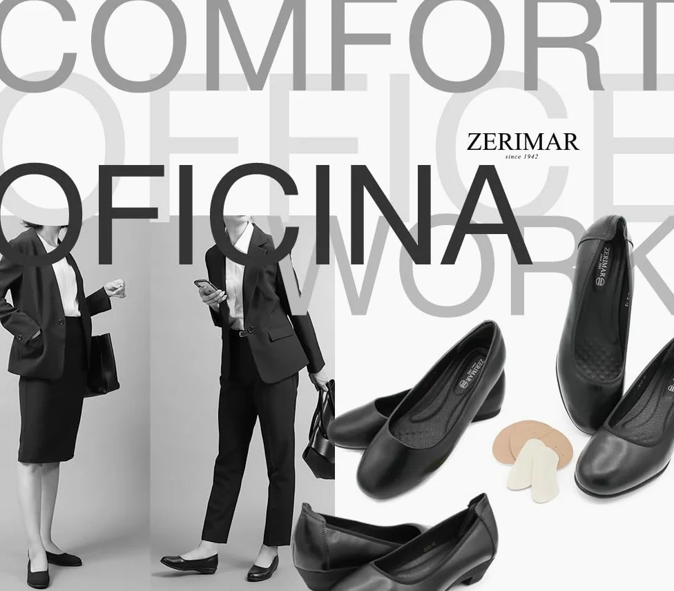 Zerimar Wygodne skórzane baleriny damskie - eleganckie lekkie buty do codziennego użytku biurowego - obcas 3,5 cm
