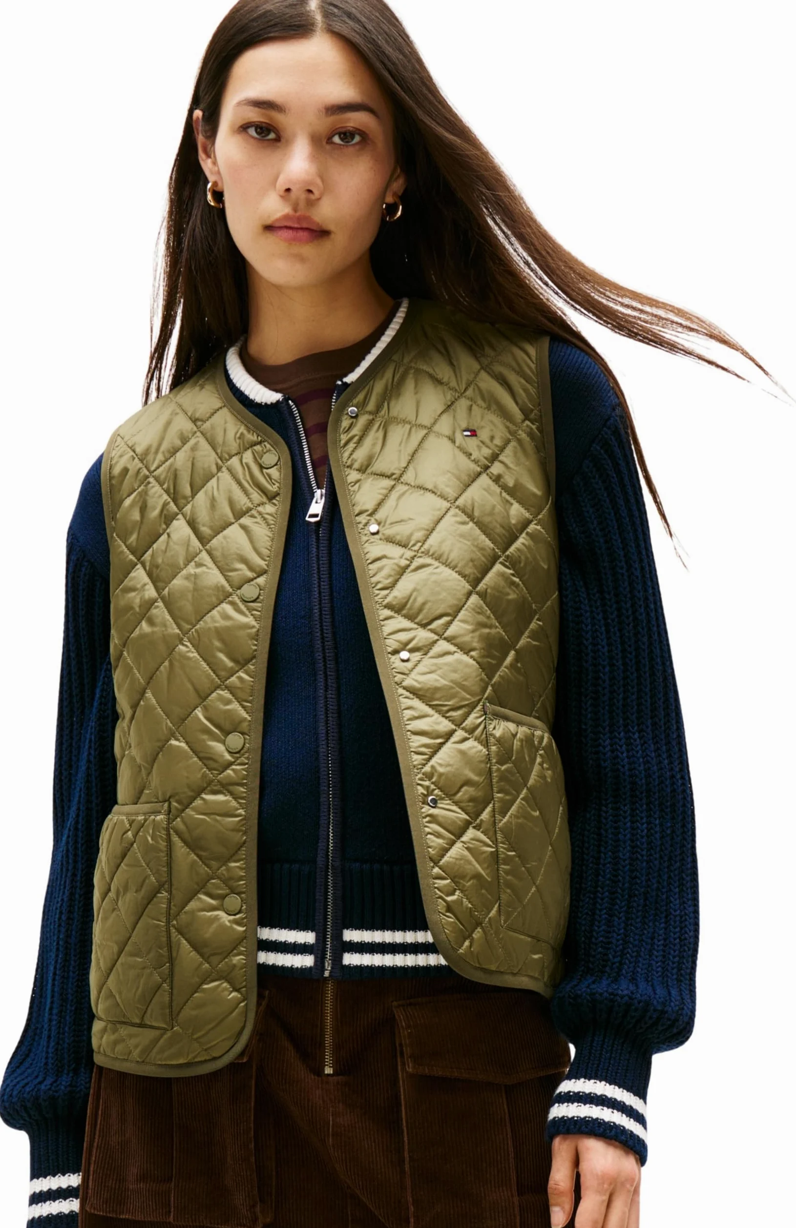 Tommy Hilfiger Damska kamizelka pikowana LW PADDED REG WW0WW47289, zielona, XXS, Zielony (oliwkowy użytkowy), XXS