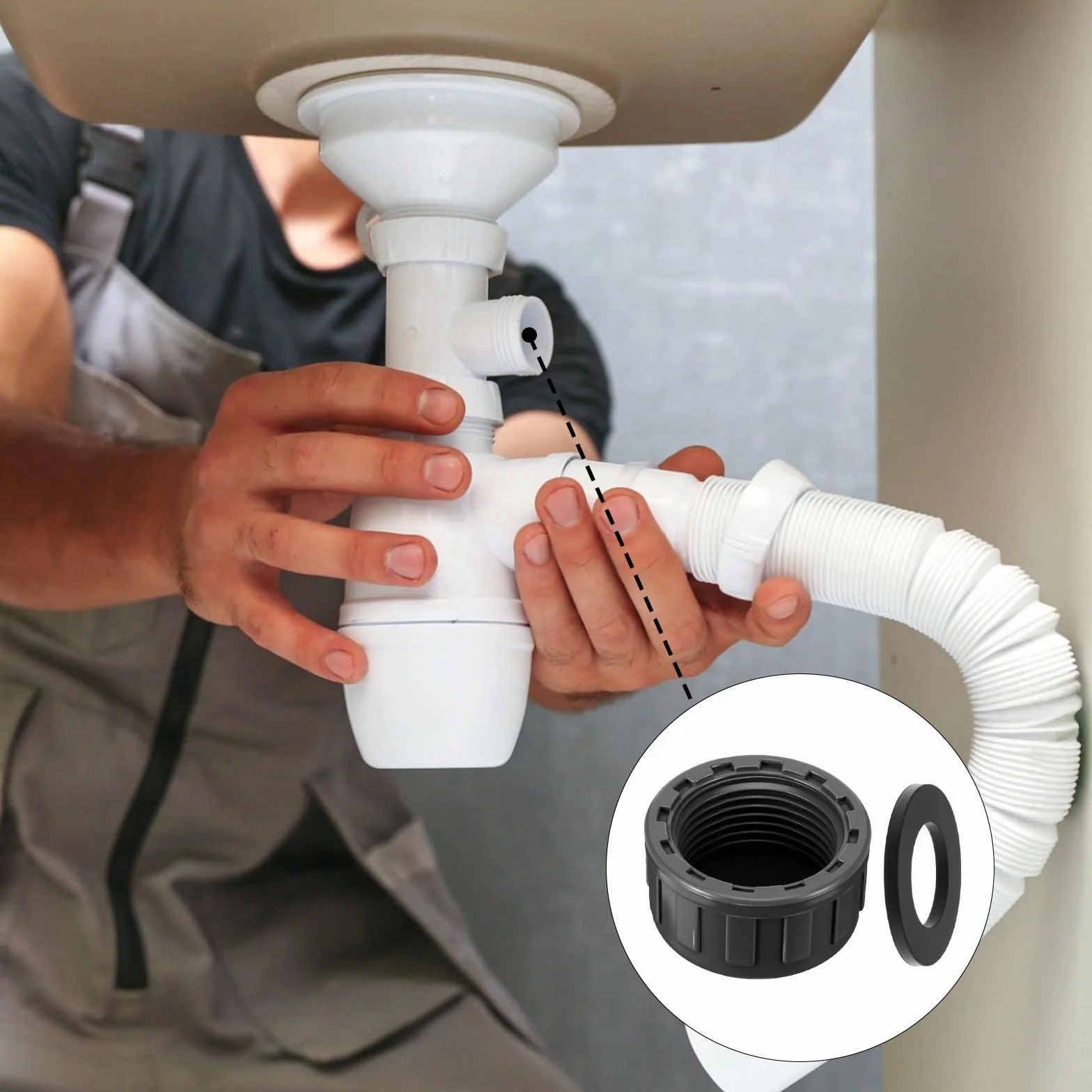 TIESOME 4 sztuki zaślepek gwintowanych PCW 3/4", gwint wewnętrzny 25 mm, nasadka rurowa z 4 sztukami uszczelek gumowych, okrągłe zaślepki, łączniki węża do uszczelniania połączeń i końcówek rur