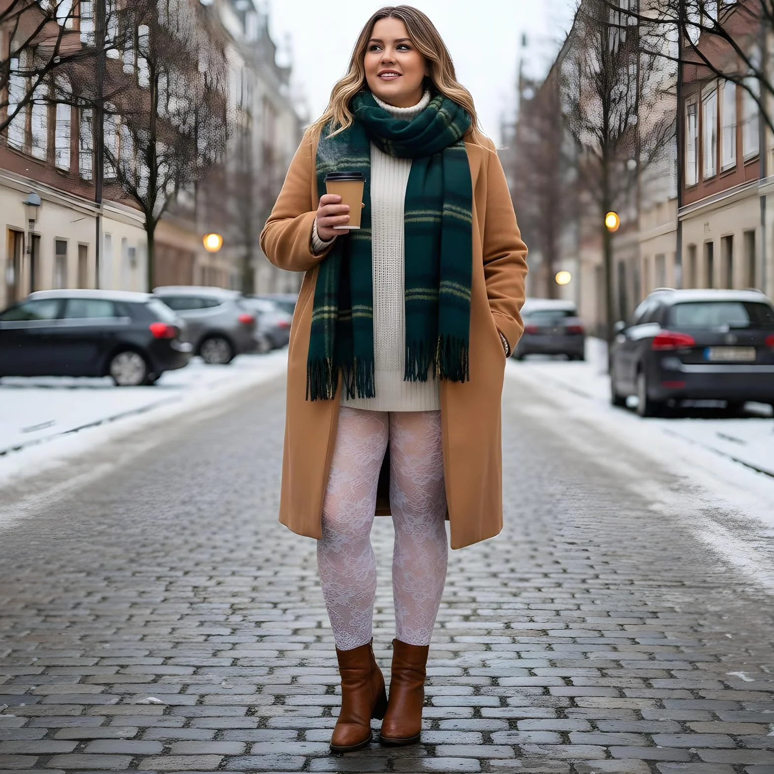 Lusofie 2 x plus size kwiatowy wzór koronkowe rajstopy - damskie pończochy z wysokim stanem - wygodne do 104 kg