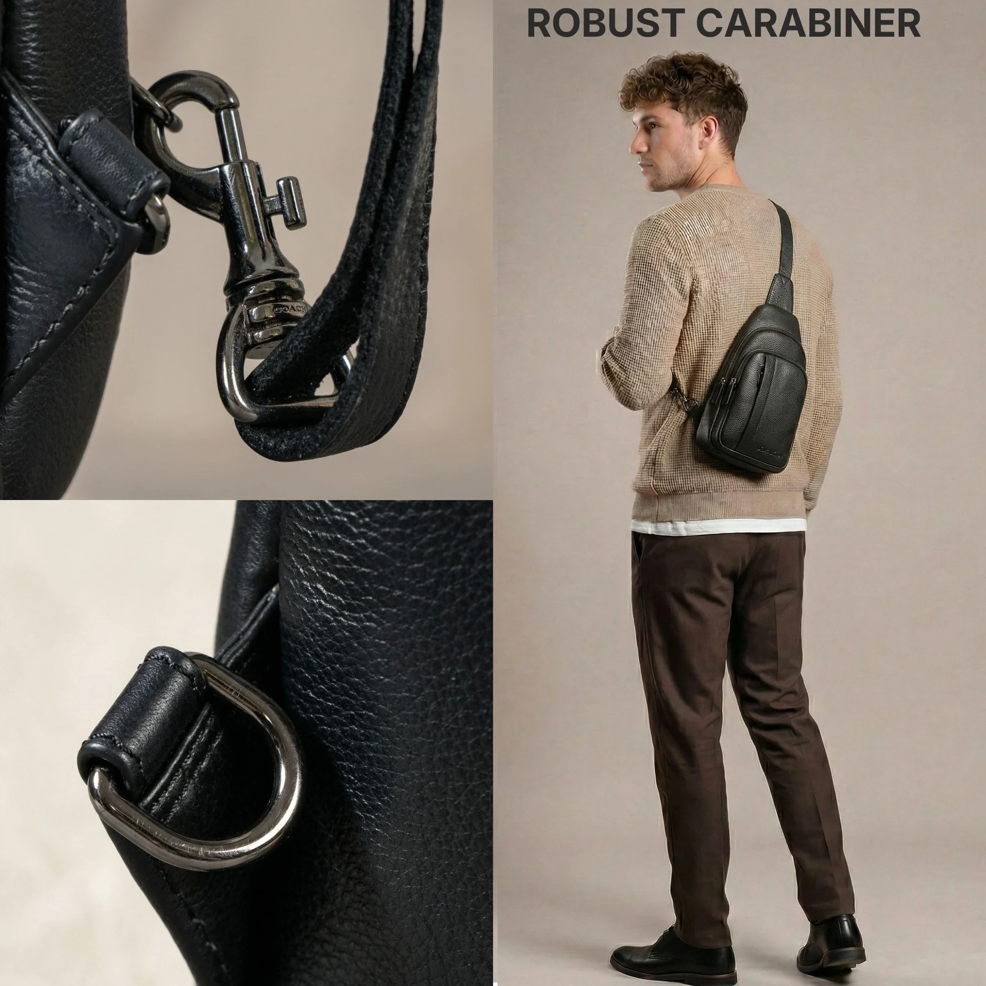 STILORD "Jakob" Duża Skórzana Torba Sling Dla Mężczyzn Saszetka Na Klatkę Piersiową Crossbody Torba Na Ramię Z Karabińczykiem I Kieszenią Antykradzieżową Kolor:czarny