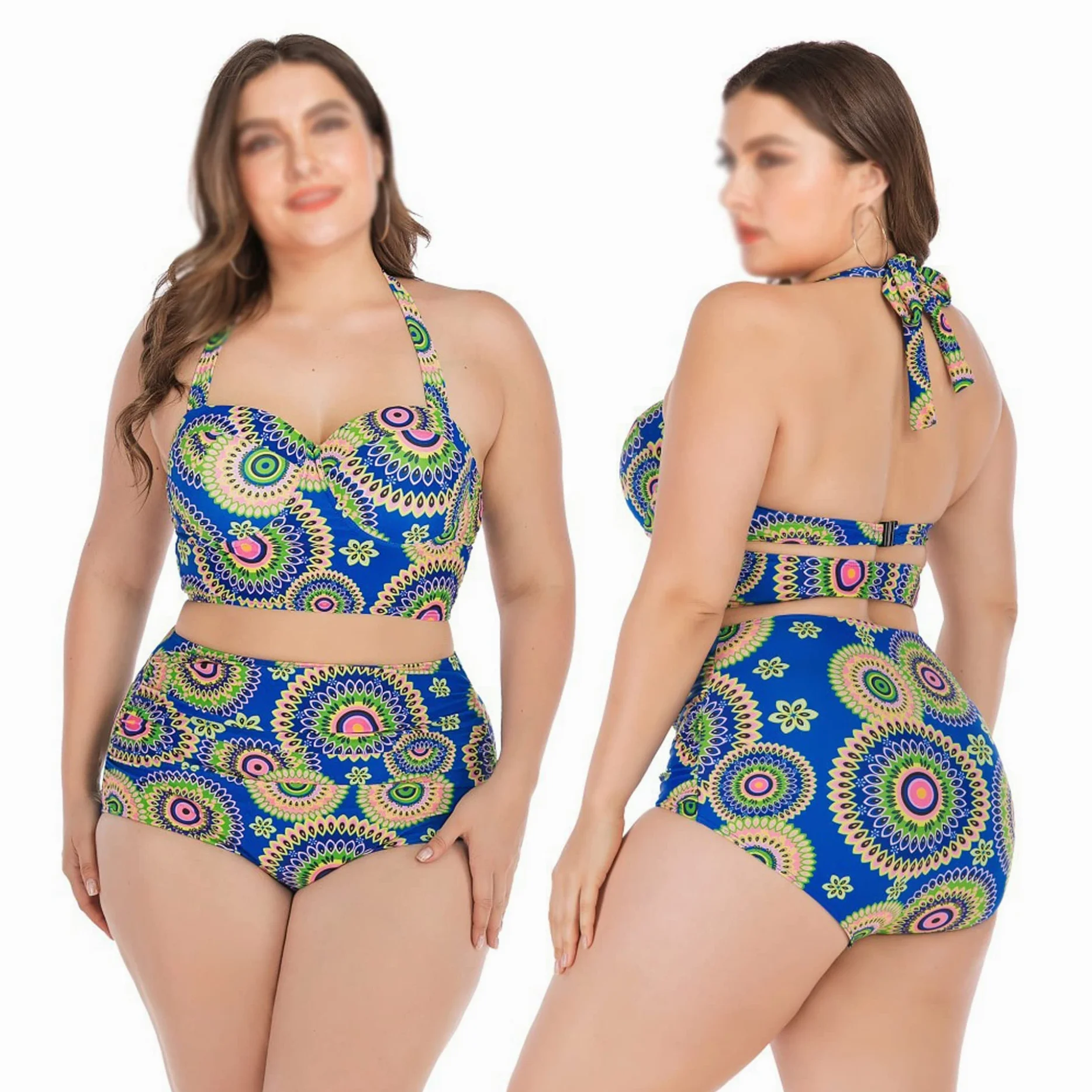 Bikini Halter Bikini Damskie bikini w dużych rozmiarach Dwuczęściowe stroje kąpielowe bikini (kolor: A, rozmiar: kod XXL) (kod A XXXL)
