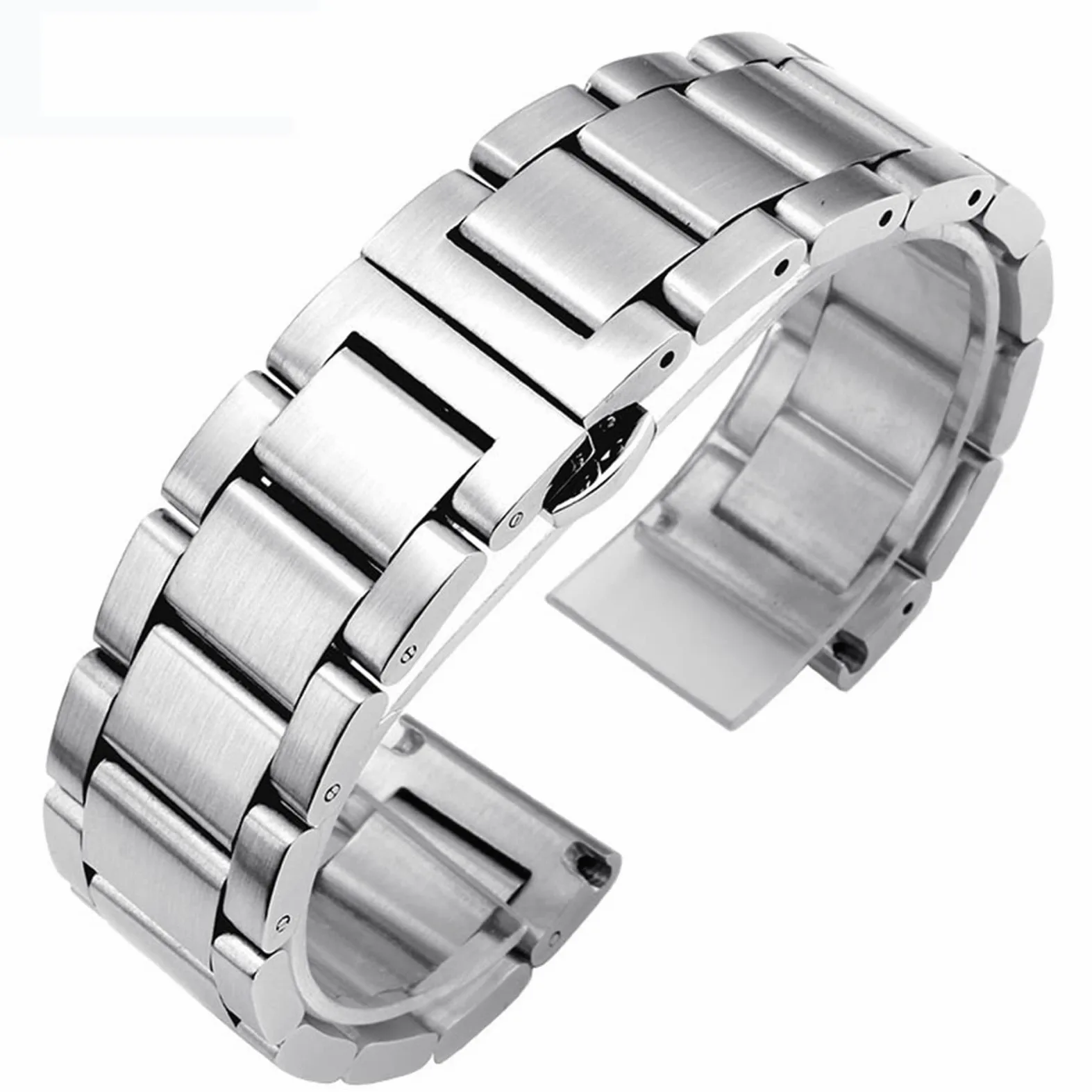 Pasek do zegarka ze stali nierdzewnej 18mm 20mm 22mm 24mm pasek do zegarka metalowy pasek do zegarka dla kobiet paski do wymiany zegarków męskich (polerowany zwart 24mm)