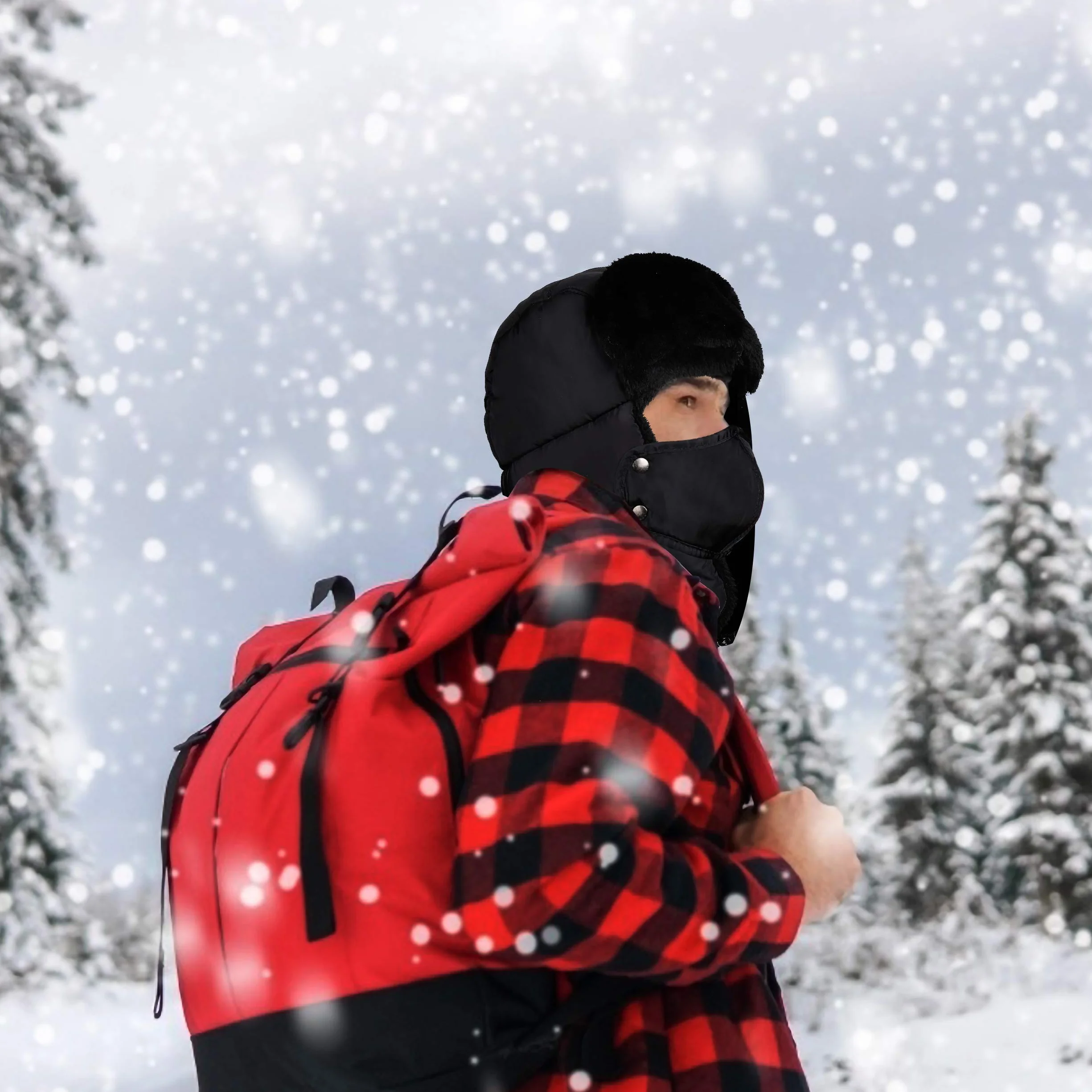 MaoXinTek Unisex czapka zimowa z nausznikami, futrzana czapka ze sztucznego futra, czapka lotnicza; utrzymuje ciepło podczas jazdy na nartach, łyżwach i innych aktywności na świeżym powietrzu