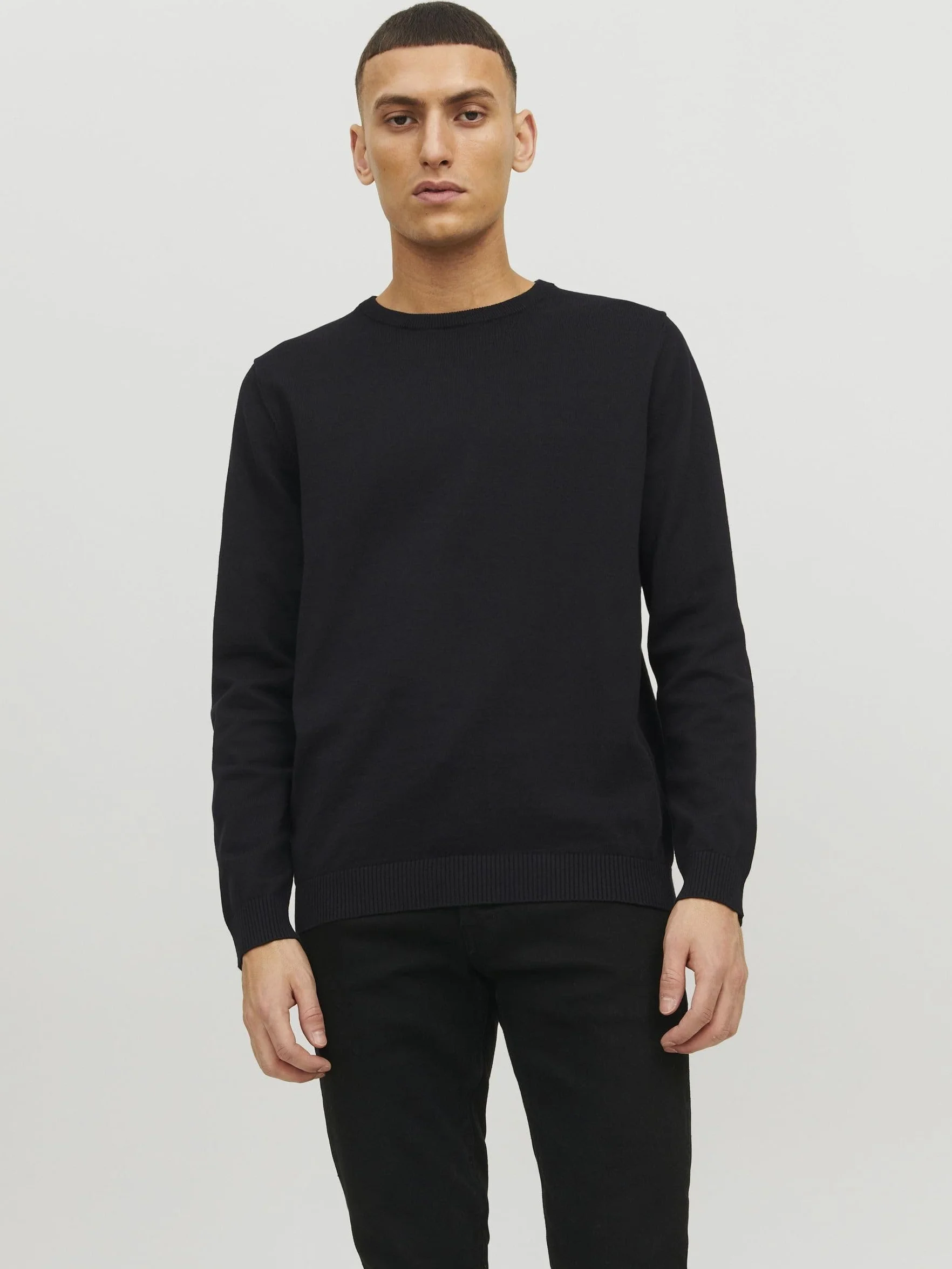 JACK & JONES Jjebasic Knit Crew Neck Sweter Mężczyźni Czarny XXL