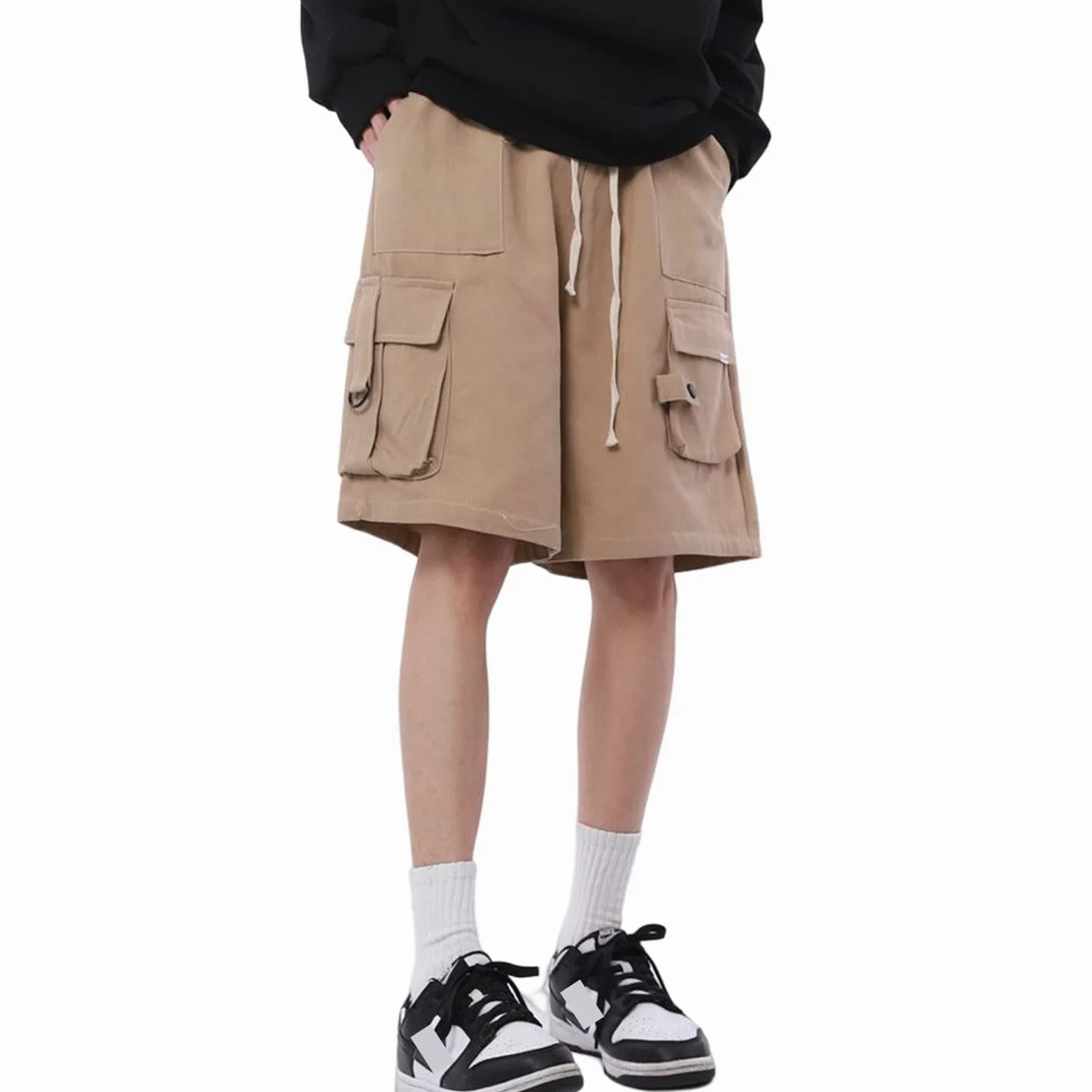 Hewlshawn Damskie szorty na lato, elastyczna talia, bermudy, bojówki, krótkie, luźne spodnie do biegania, wędrówek, aktywności na świeżym powietrzu, streetwear
