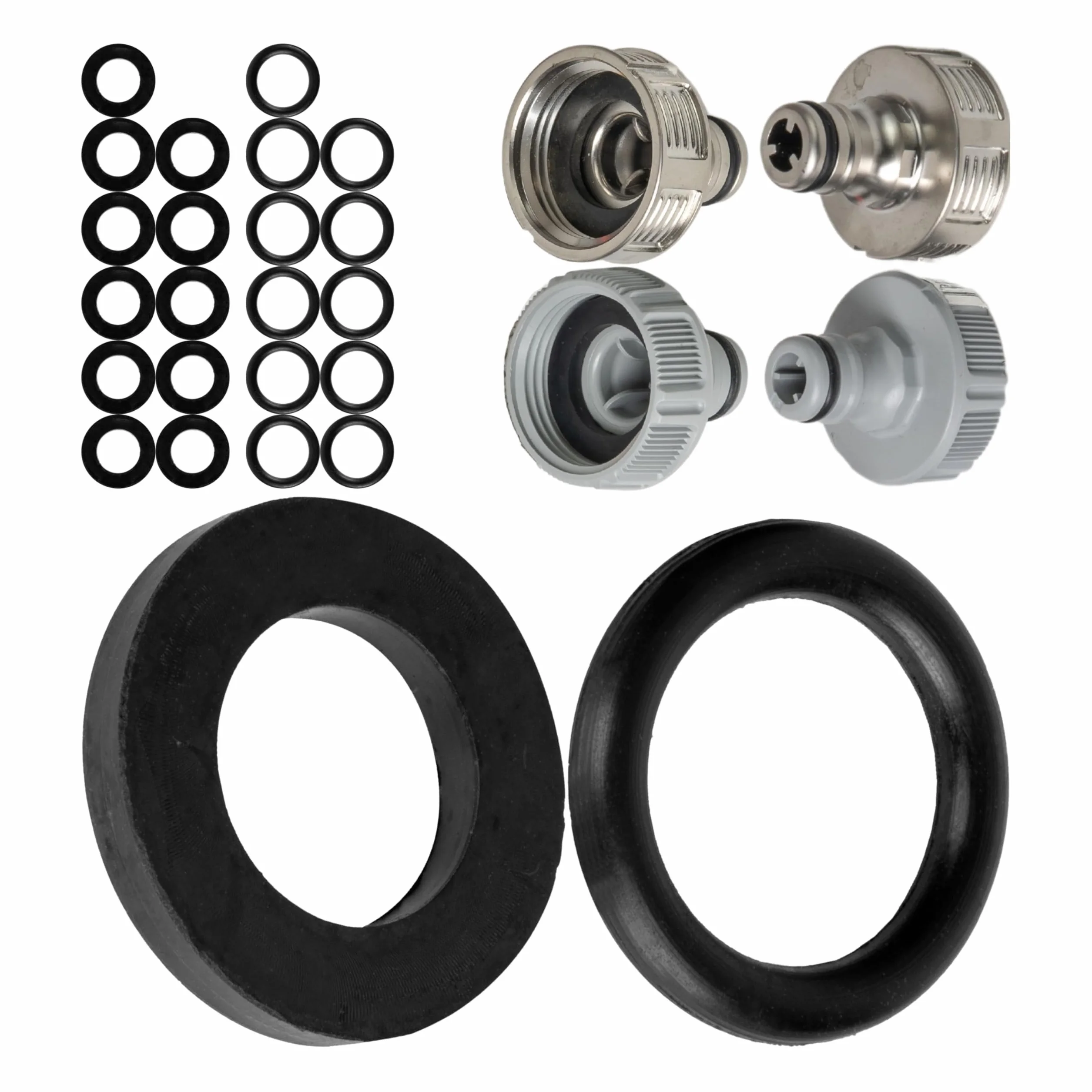 Zestaw uszczelek zamiennych, 24 sztuki, do G 1/2 cala części systemowych, kompatybilny z łącznikami kranowymi Gardena 21 mm, 18240, 18220, 15273, z silikonu, Ø 16 x 11 o-ringów i 19 x 11 mm uszczelek