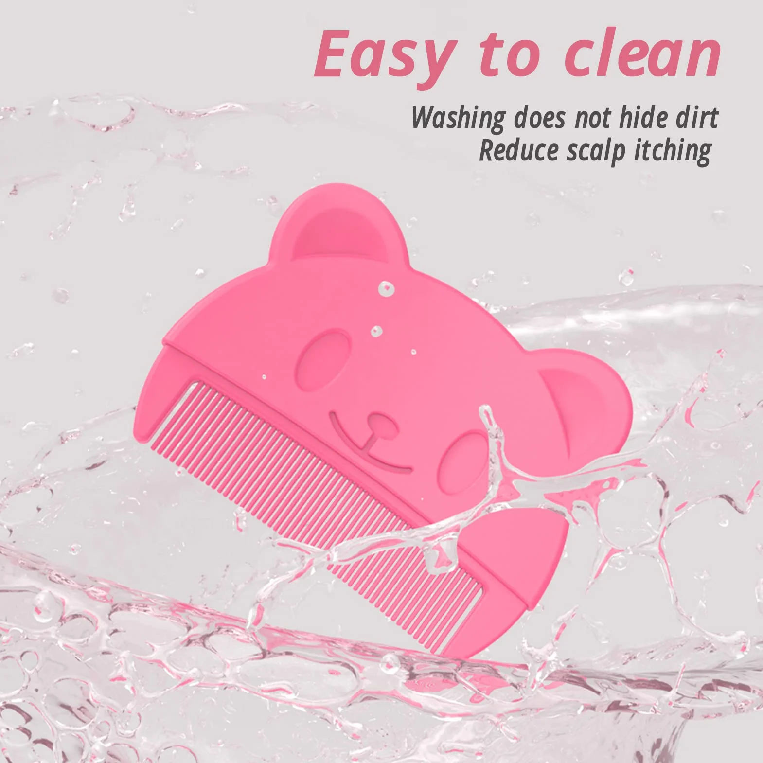 Cradle Cap Brush and Comb, Baby Bath Silicone Brush, Miękka Szczotka Sensoryczna Grzebień do Włosów dla Dzieci z Miękkim Silikonowym Włosiem Pomaga Delikatnie Masuj Skórę Głowy(Czerwony)