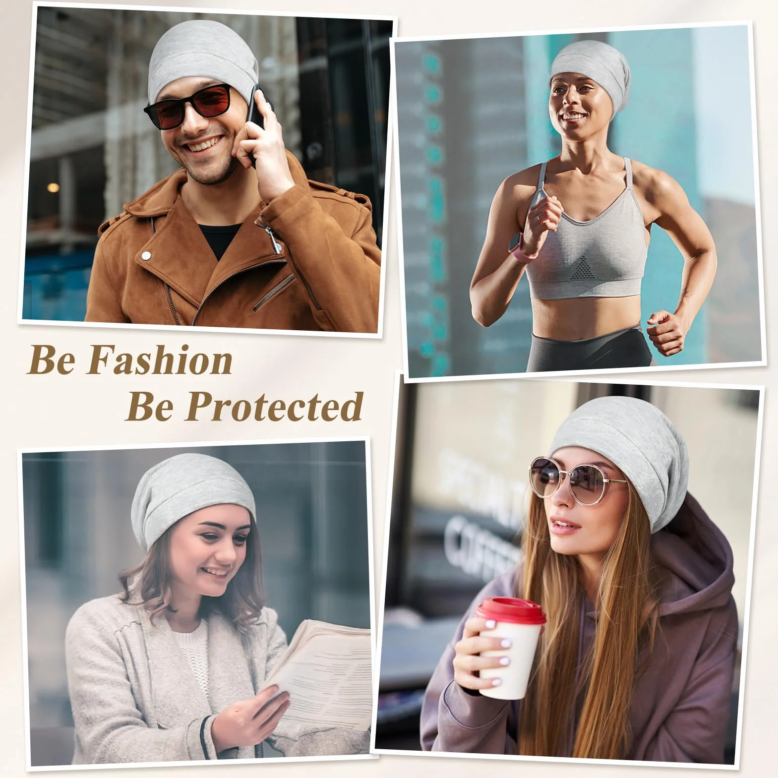 Satynowa czapka do spania z podszewką satynową regulowana unisex slouch beanie