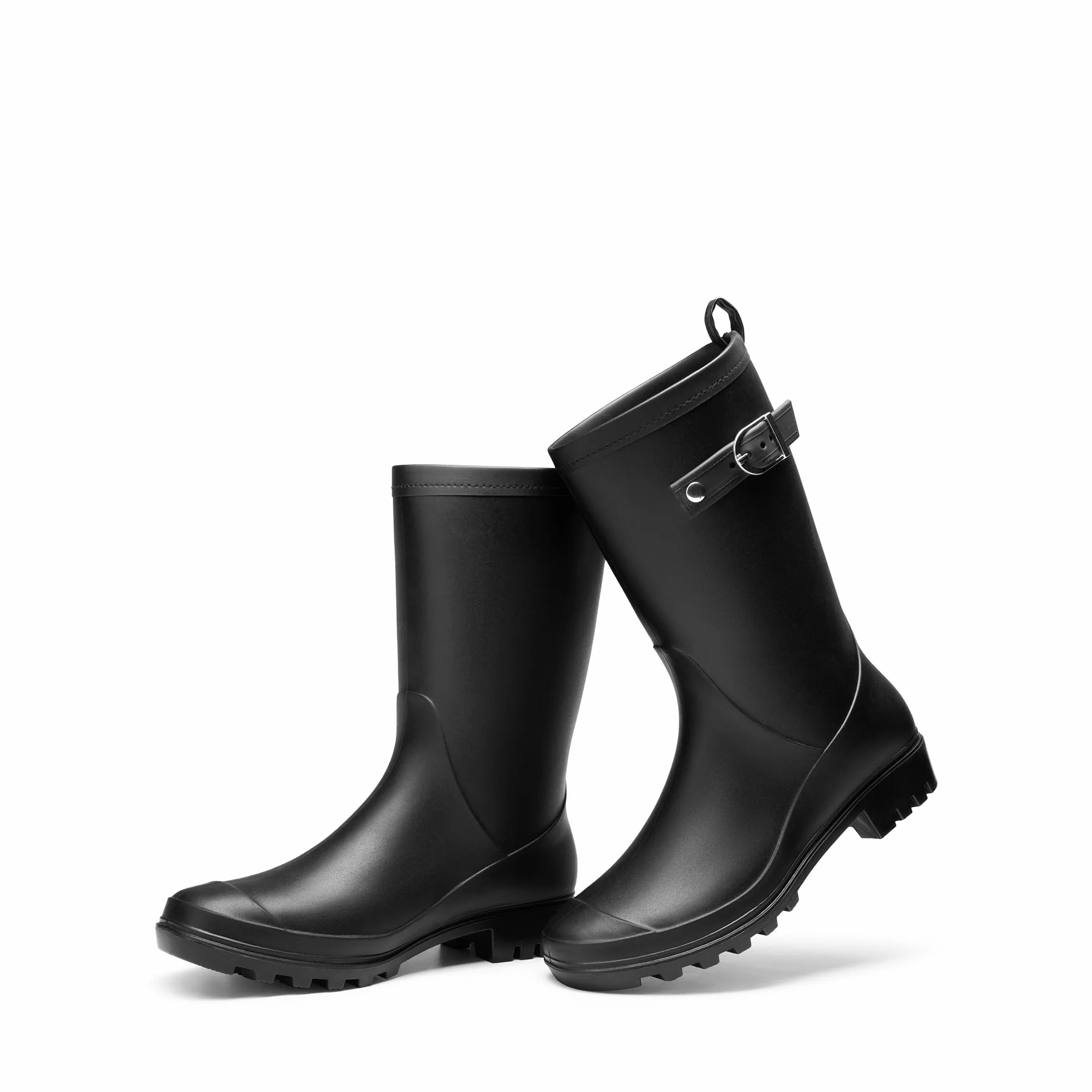 DREAM PAIRS Damskie buty kowbojskie westernowe do połowy łydki okrągły nosek masywny obcas