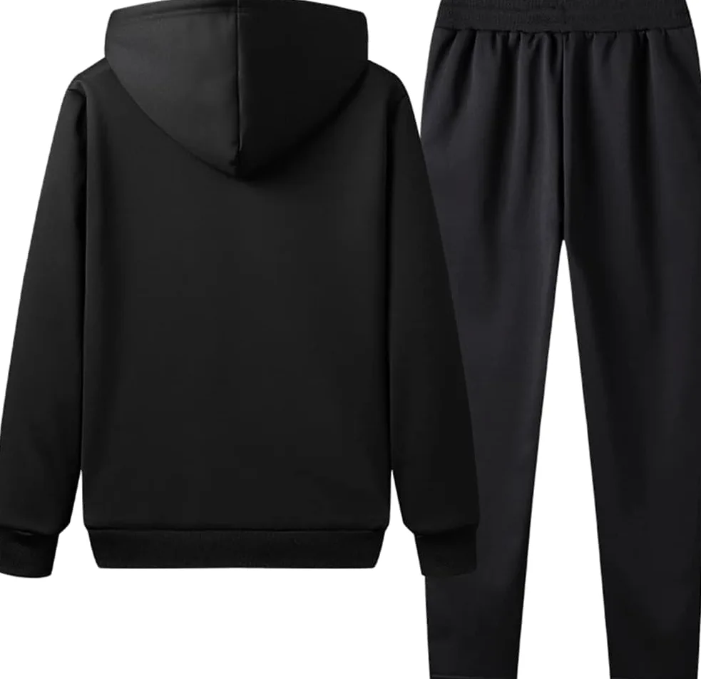 Męski 2-częściowy Zestaw Bluza Spodnie Dresowe Polar Zagęścić Zimowy Zestaw Dresowy Casual Zamek Błyskawiczny Jesienne Dresy, Gray, S