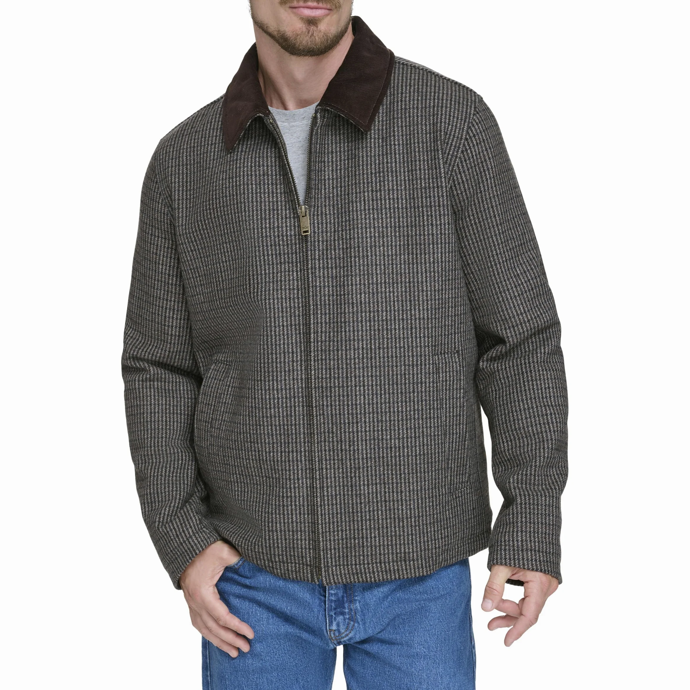 dockers Płaszcz z mieszanki wełny Mężczyźni Logan Wool Blend Open Bottom Bib Jacket