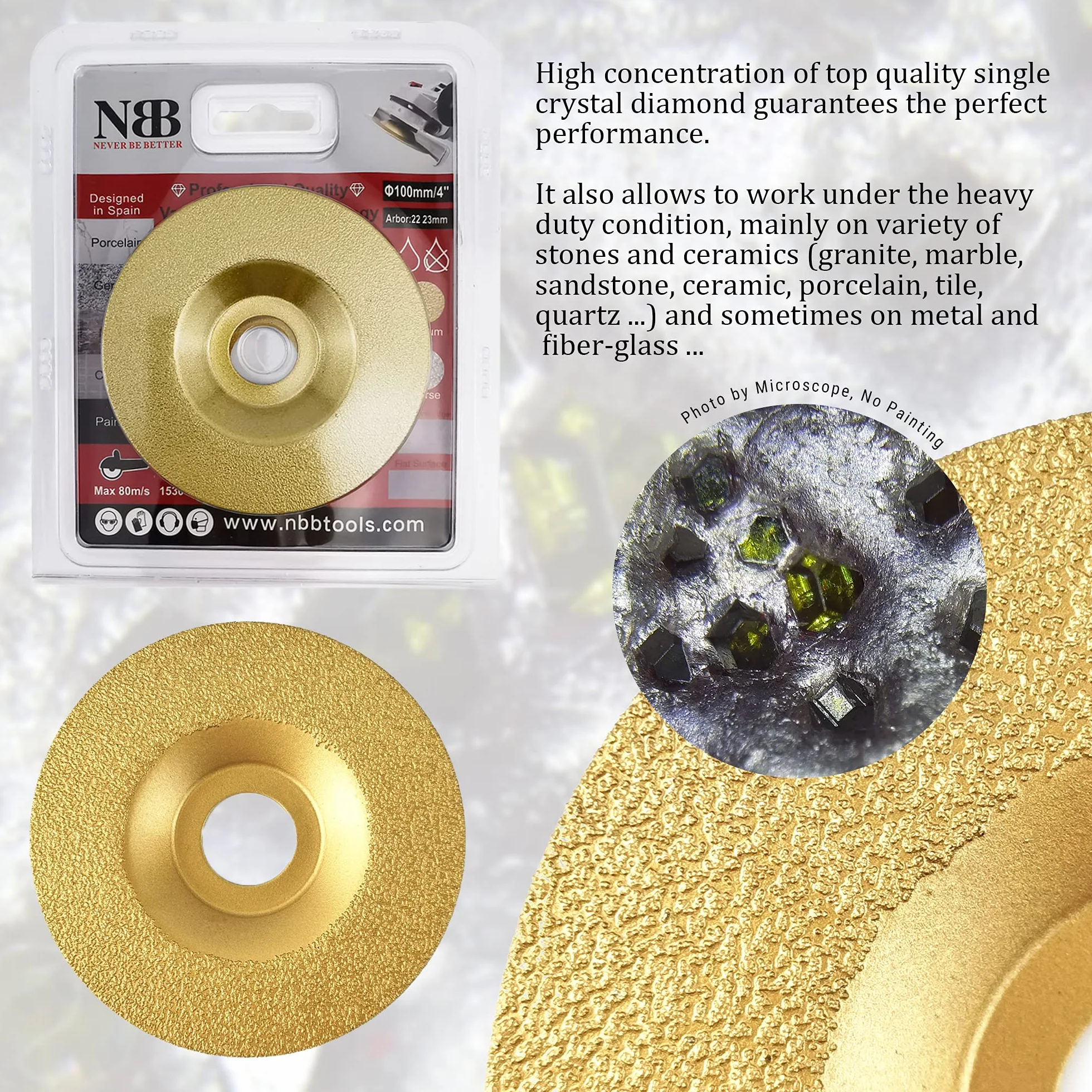 NBB Lutowana tarcza diamentowa Wydajność ostrza diamentowego Żywotność do szlifowania i cięcia granitu marmur płytki ceramiczne porcelanowe szlifierka kątowa (1, Średni)