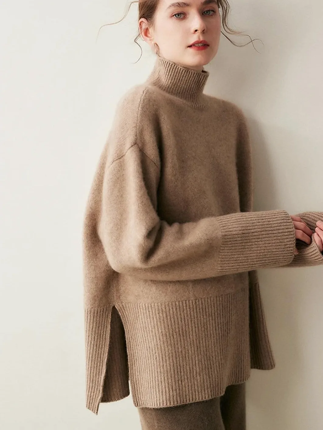 Fnfmrfmr Damski sweter oversize z długim rękawem luźny sweter grube ciepłe swetry