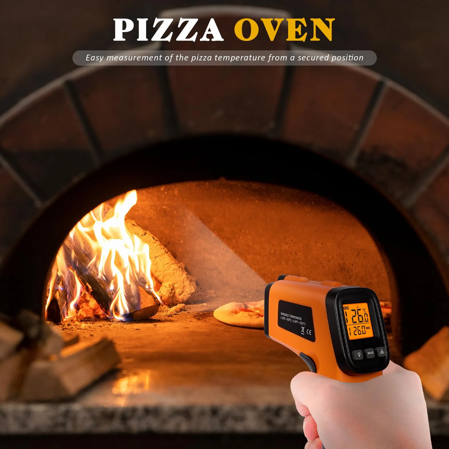 Termometr w Podczerwieni, Termometr -50 ° C -550 °C, Regulowany Parametr Wyświetlacza Lcd (Nie Nadaje Się Dla Osób), do Gotowania/Pizzy Piekarnik/Zamrażarka/Przemysłowy
