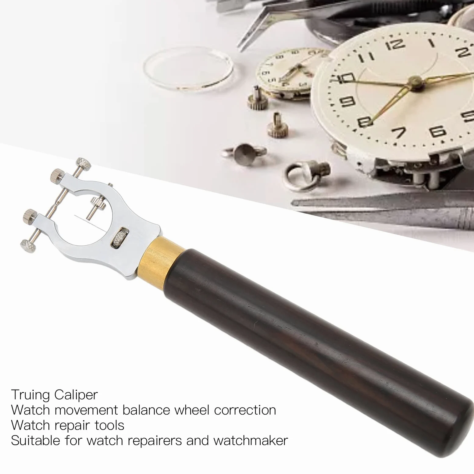 PolyGen Watchmaker Truing Caliper Naprawa zegarków ze stali stopowej Truing Suwmiarka 6,1 x 1 cal ze schowkiem do korekcji koła balansu ruchu