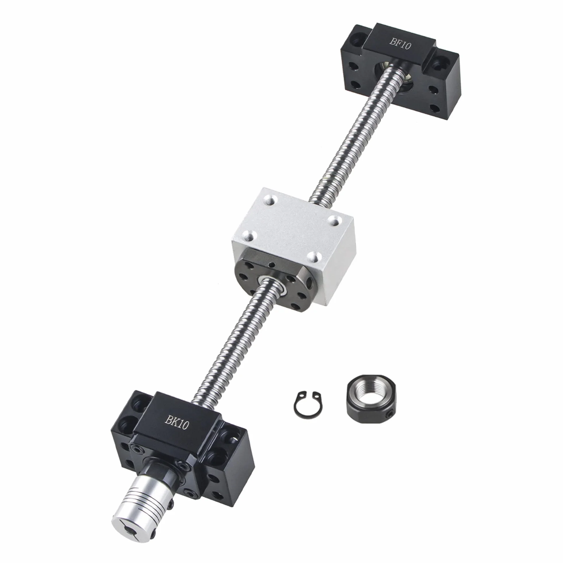 CNCMANS SFU1204 kulowy, SFU1204 250 mm śruba ze stali nierdzewnej z obrobionym końcem + wsparcie Bk10 / Bf10 + nakrętka kulowa + obudowa nakrętki + sprzęgło, wysoka precyzja
