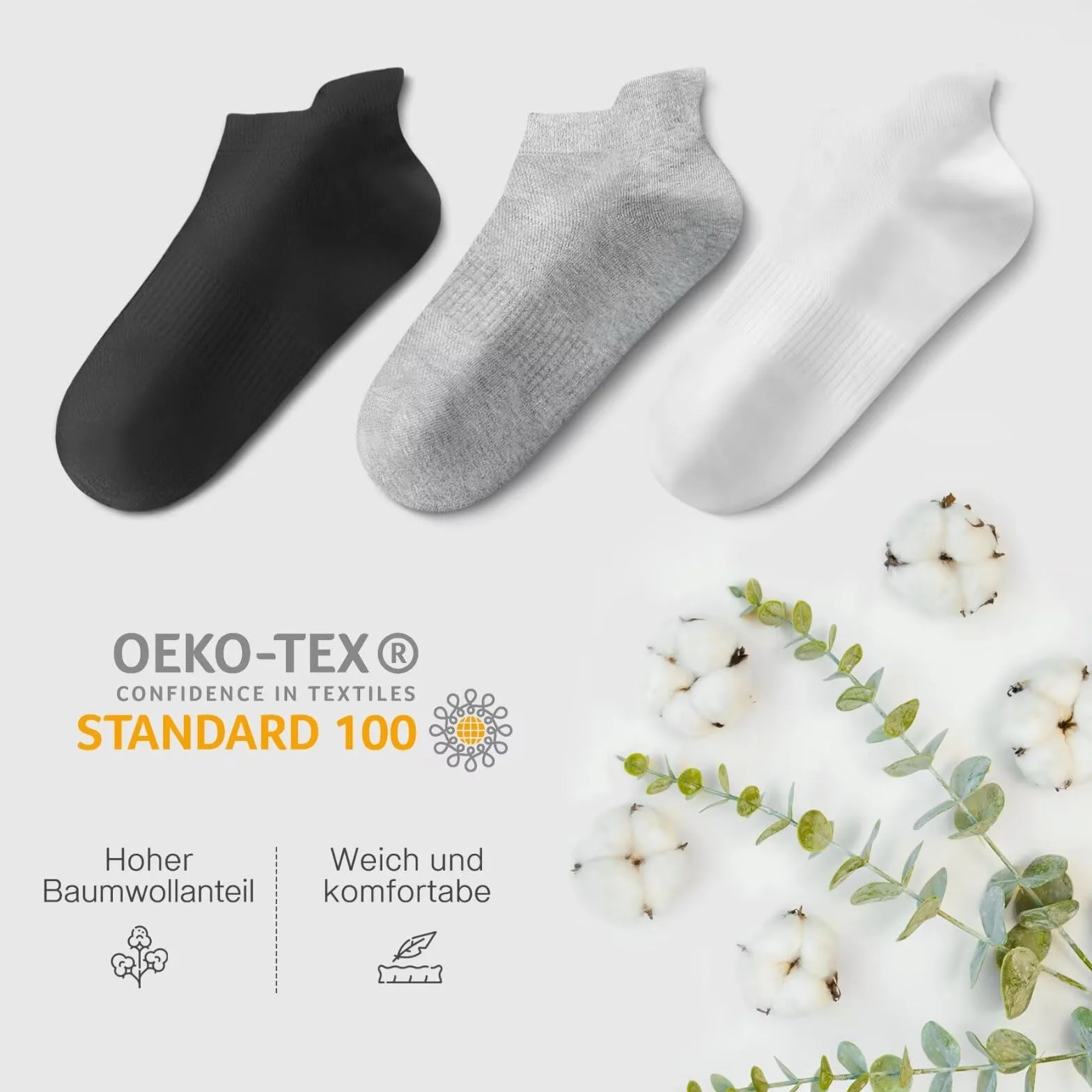 Oddychające bawełniane skarpety sportowe 10 par do sneakersów