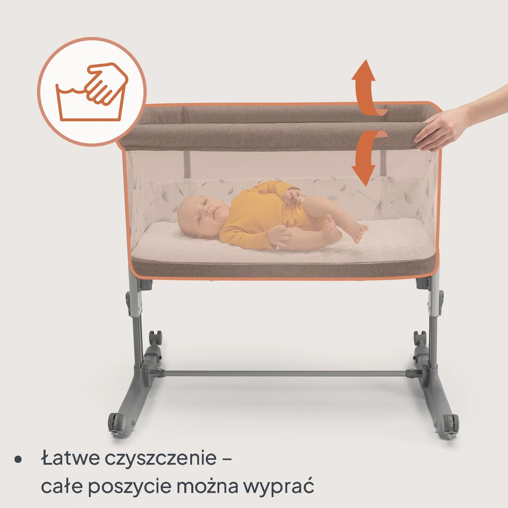 LIONELO Aurora 3 w 1 Łóżeczko Dziecięce do 9 kg, Łóżko Dostawne, Kołyska, Regulacja Wysokości oraz Kąta Nachylenia Materaca, 4 Kółka z Hamulcem Ergonomiczny Materac Torba (Szary)