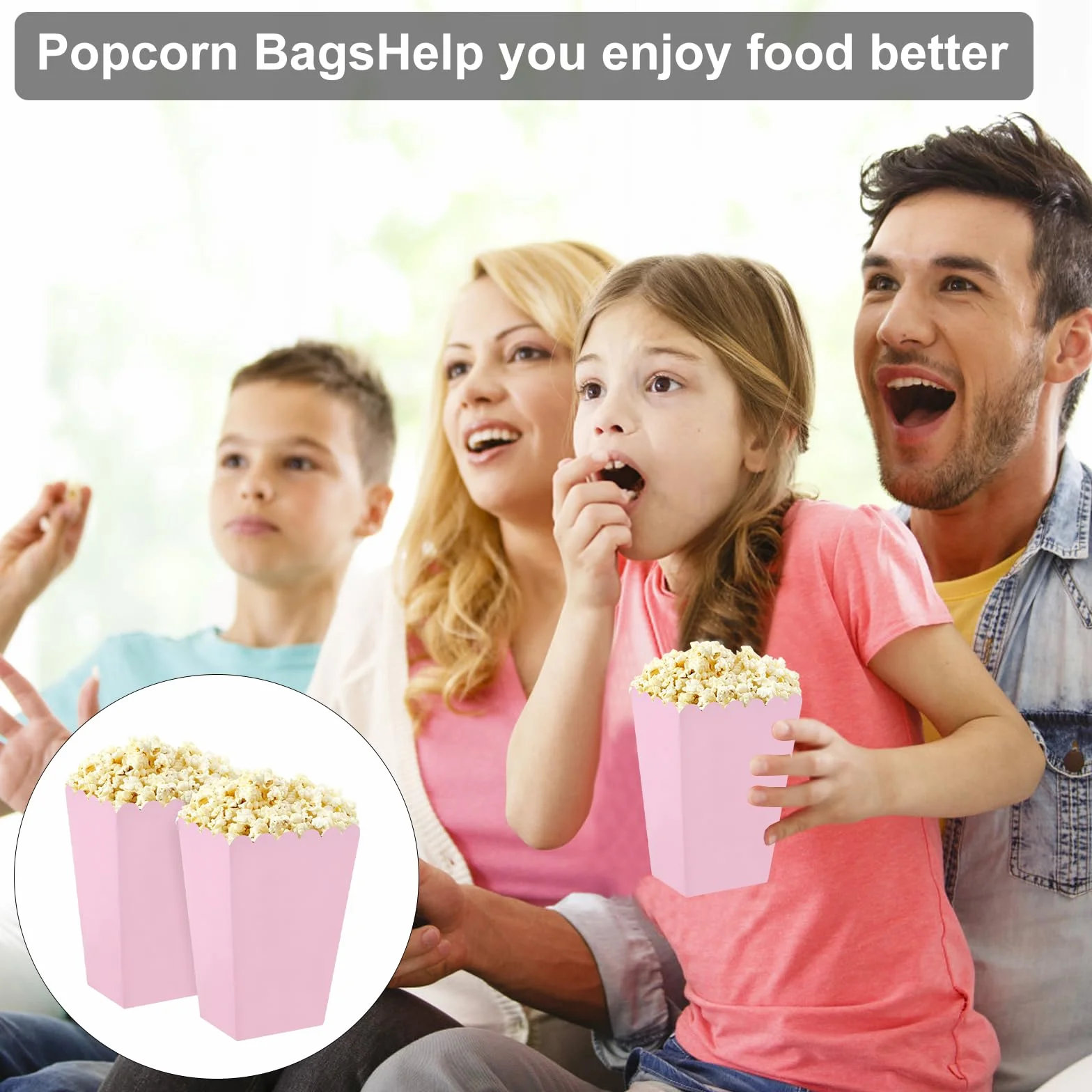 Pudełka na popcorn, 48 sztuk, małe różowe pudełka na popcorn, pojemniki na popcorn, torebki na popcorn, cukierki, przekąski, popcorn i cukierki do teatru, kina i karnawału