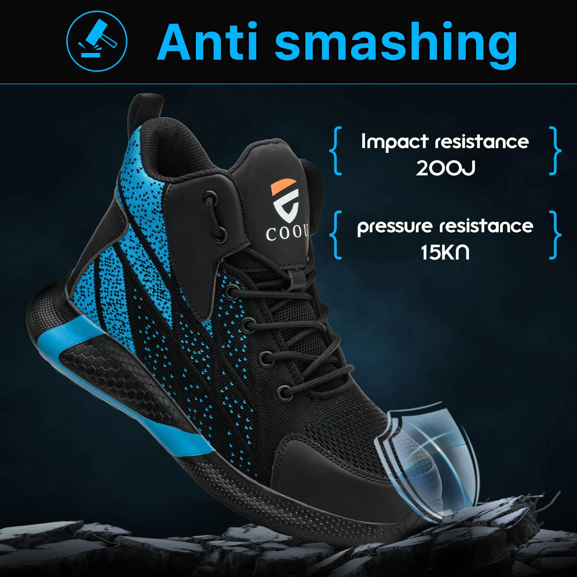 Buty ochronne stalowe palce oddychające dla mężczyzn