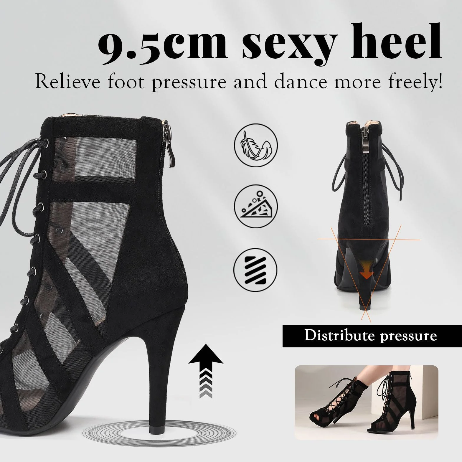 Damskie Buty do Tańca Latynoskiego Otwarty Palec Wysoki Obcas Salsa Bachata Profesjonalne