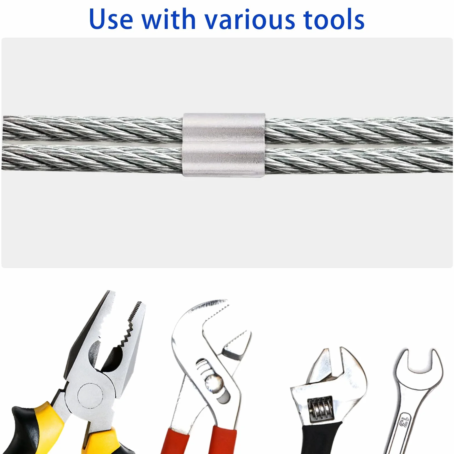 Zaciski linowe 2 mm/3 mm/4 mm, 150 sztuk tulejek aluminiowych, zacisków zaciskowych, złączki linowe, podwójne tulejki, zaciski zaciskowe do łączników linowych, linka stalowa, kabel