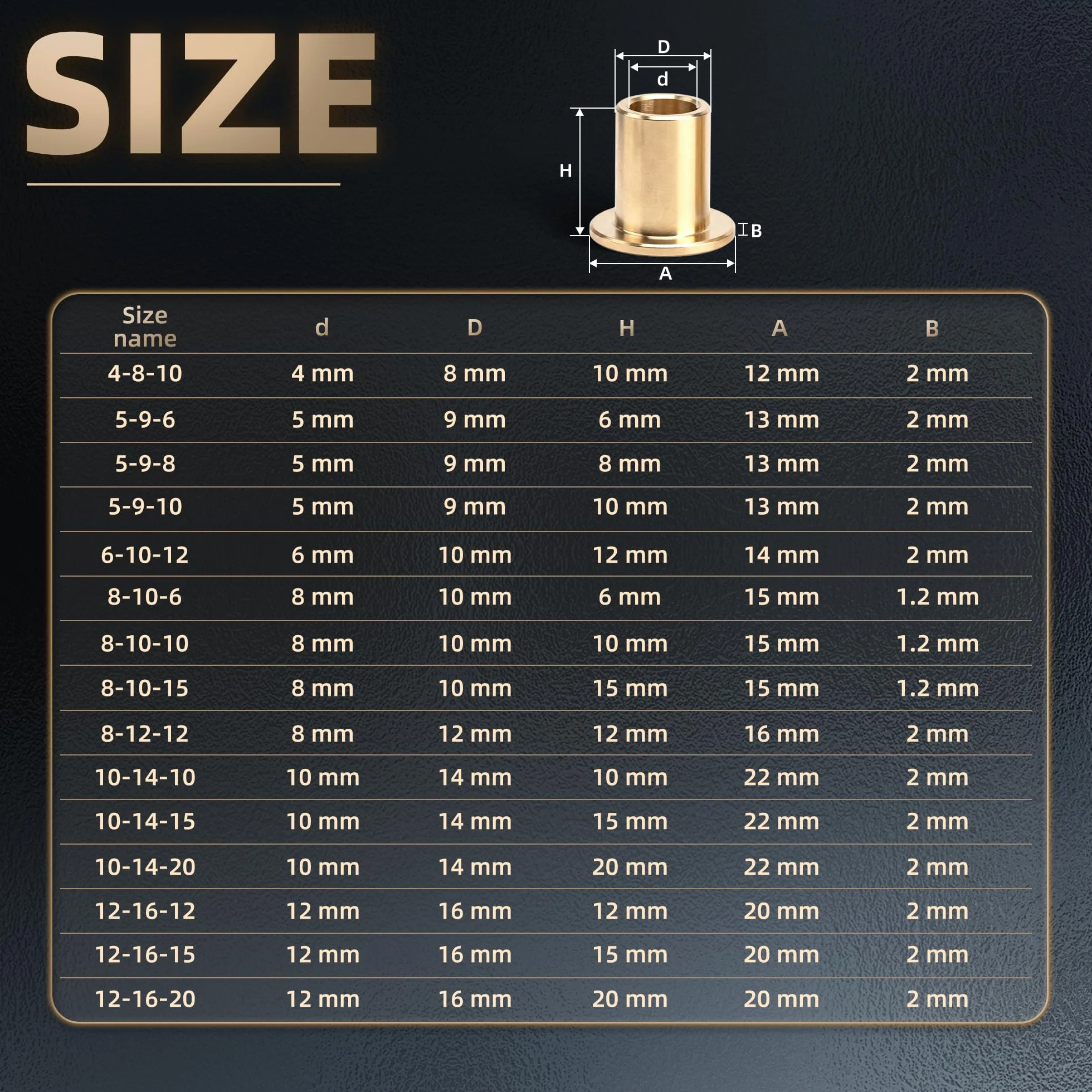 ITSOGOO 2 Sztuk Tuleja Łożyskowa Kołnierzowa 8x10x15 mm,Mosiężne Samosmarujące Tuleje,Kołnierzowych Tulejek Łożyska do Różnych Urządzeń Mechanicznych,Przemysłowych Sprzęt itp