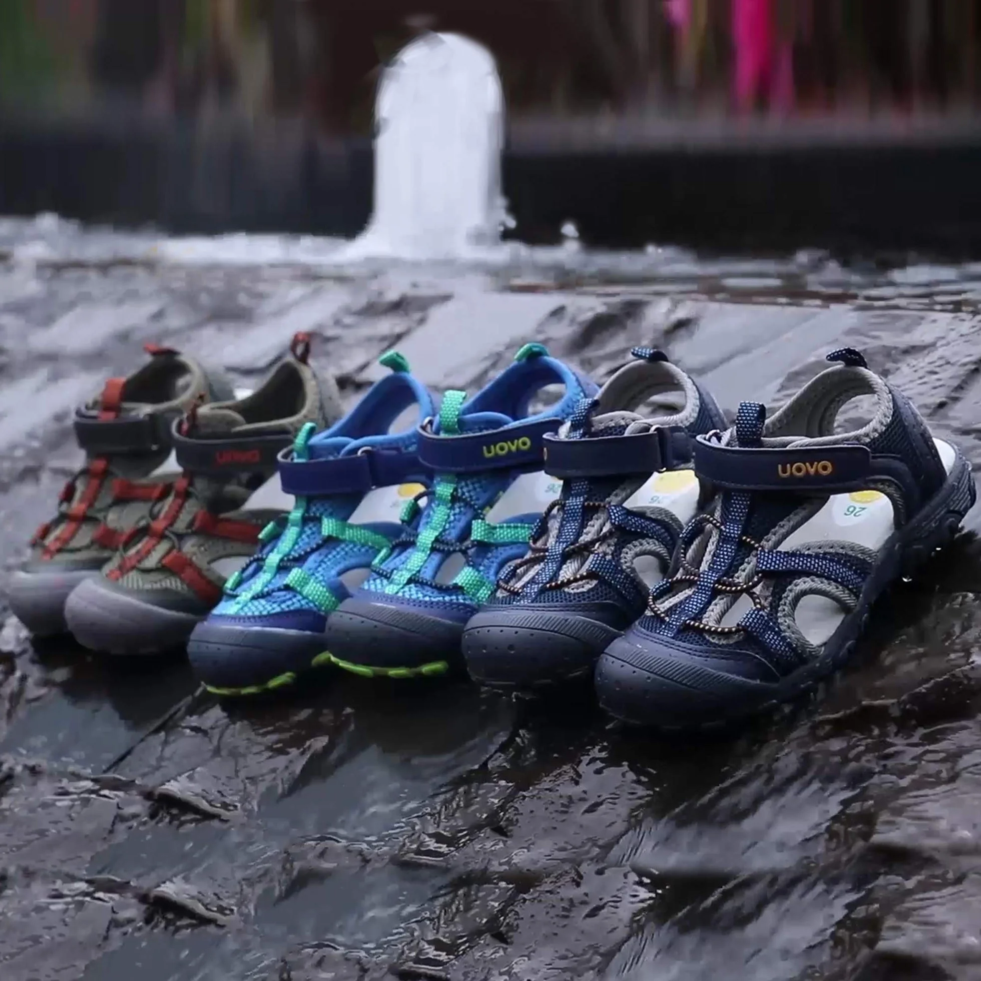 UOVO Sandały chłopięce do trekkingu, wędrówek, dla dzieci, buty letnie, outdoorowe, z zamkniętymi palcami, sportowe sandały 25-35