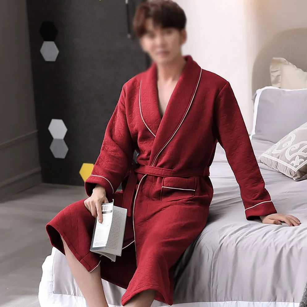 Szlafroki bawełniane Szlafroki męskie Koszula nocna hotelowa Szlafrok nocny Szlafrok męski, DL, DL (D duży)